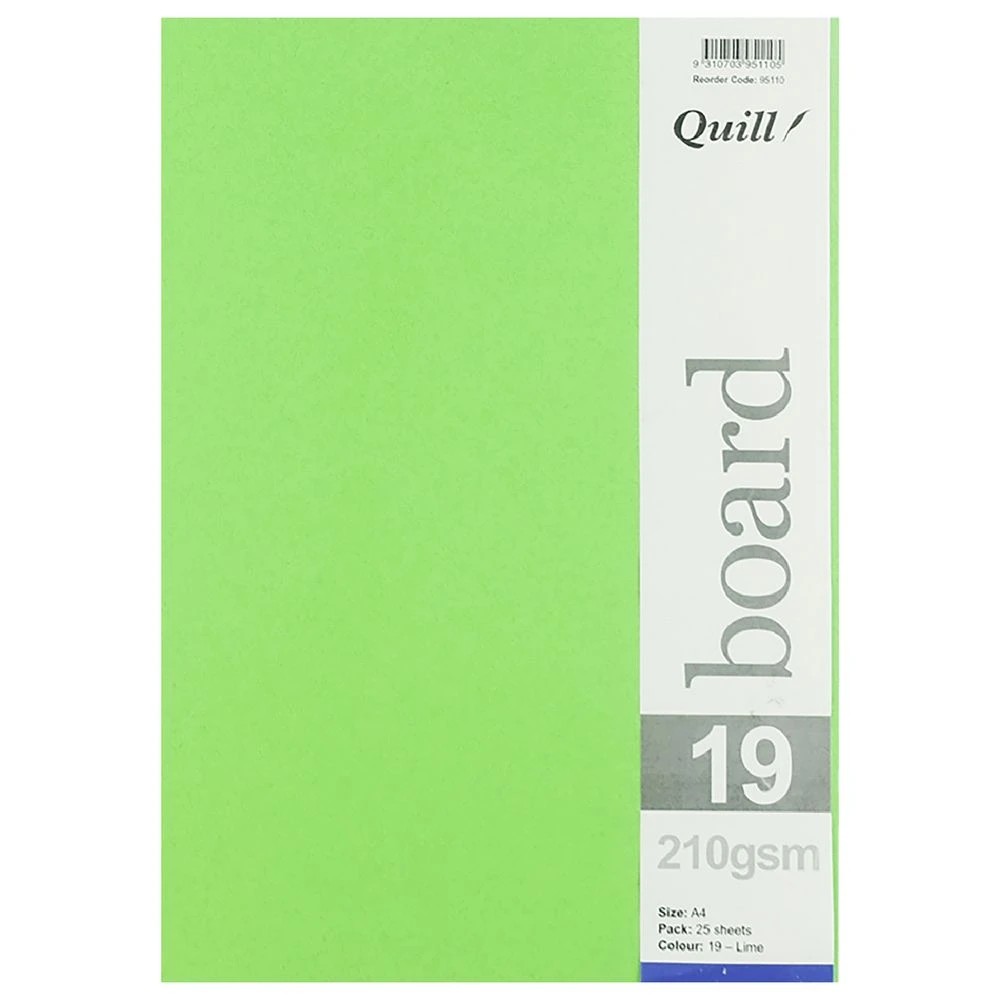 3 Quill A4 210gsm Board Lime 25 Pack, 3 of 4