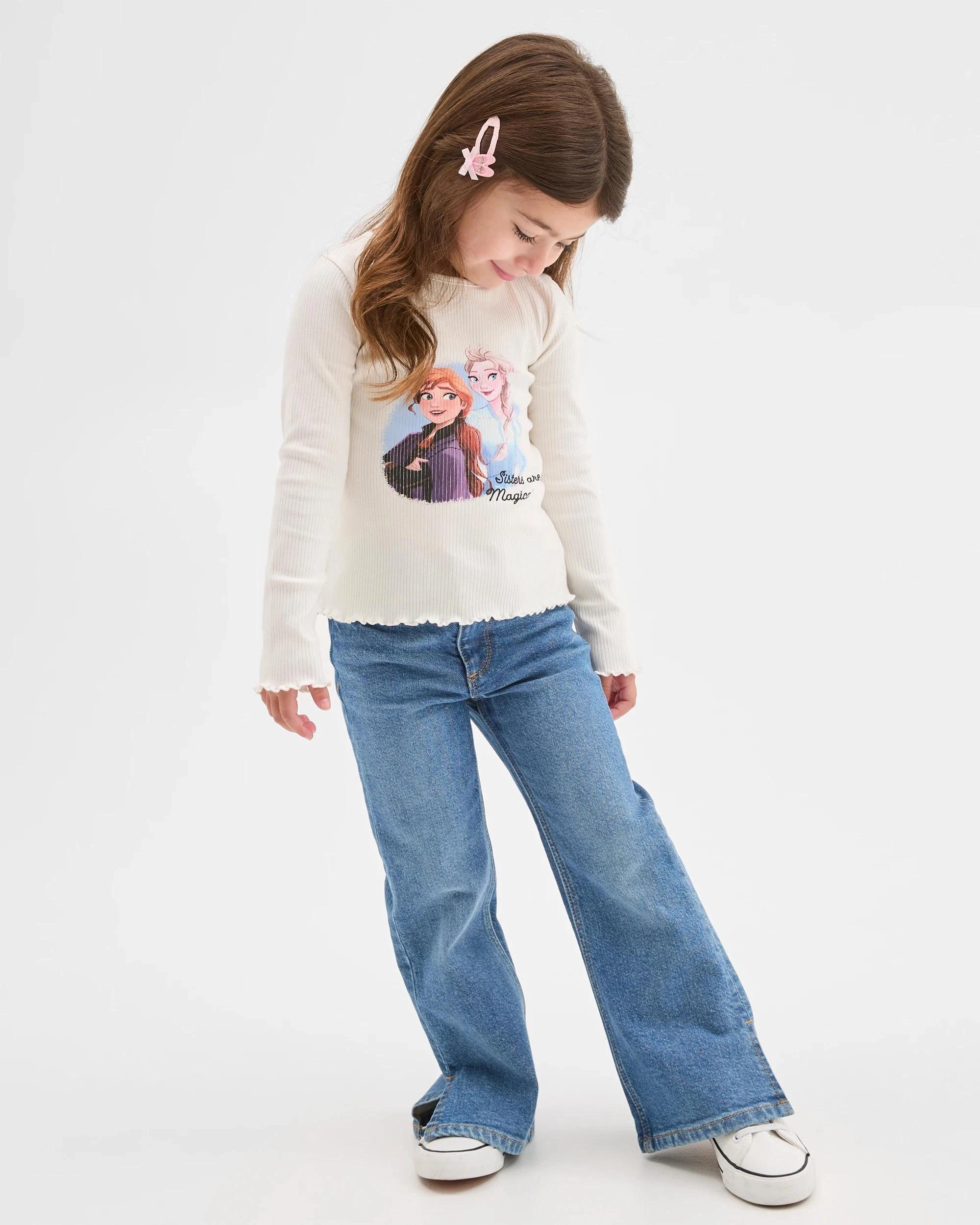 2 Disney Frozen Australian Cotton Blend Long Sleeve Rib T-Shirt WHITE BASE, 2 of 4