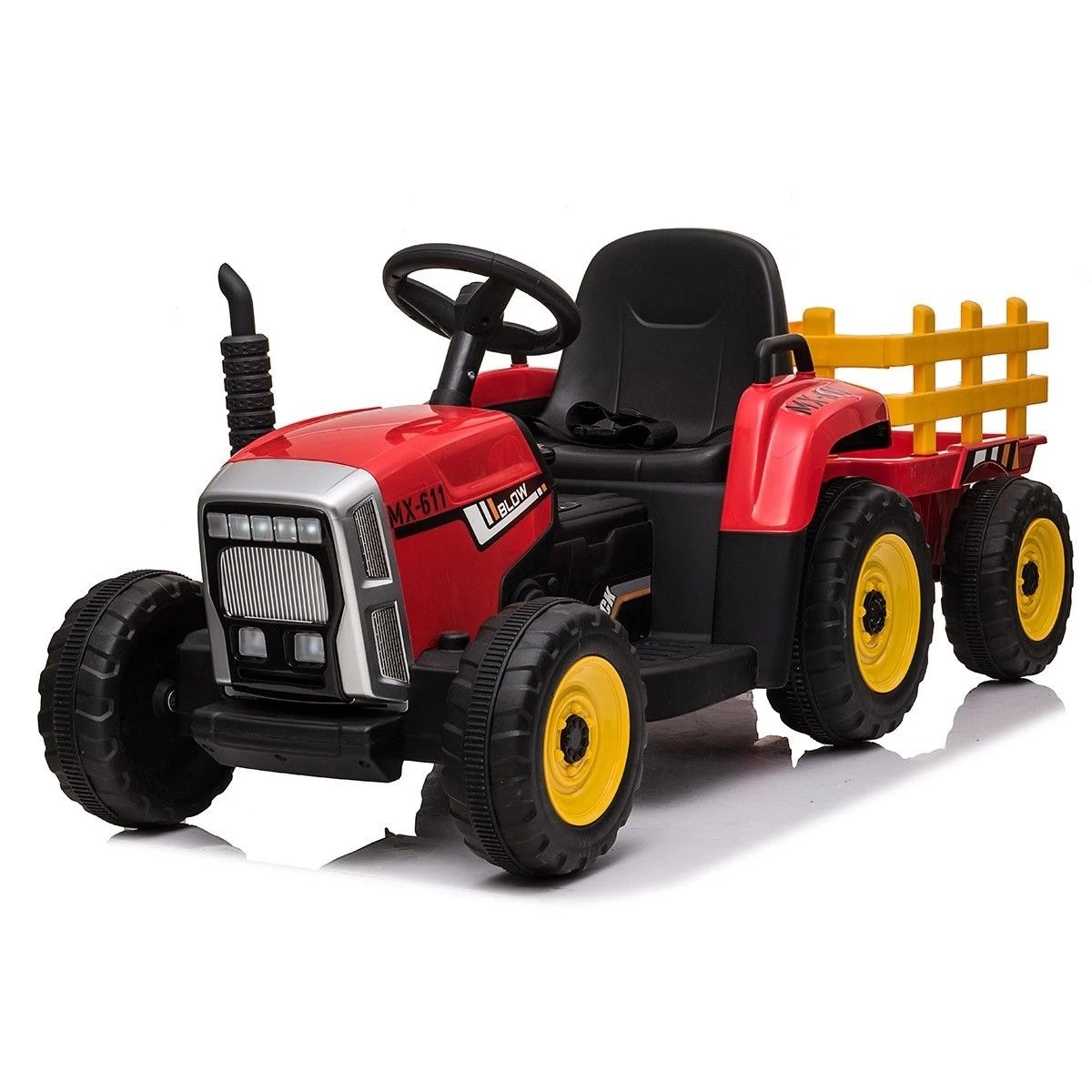 3 AUSWAY 12V Electric Kids Ride On Tractor and Trailer Farm Toy Tractor Set, 3 of 8