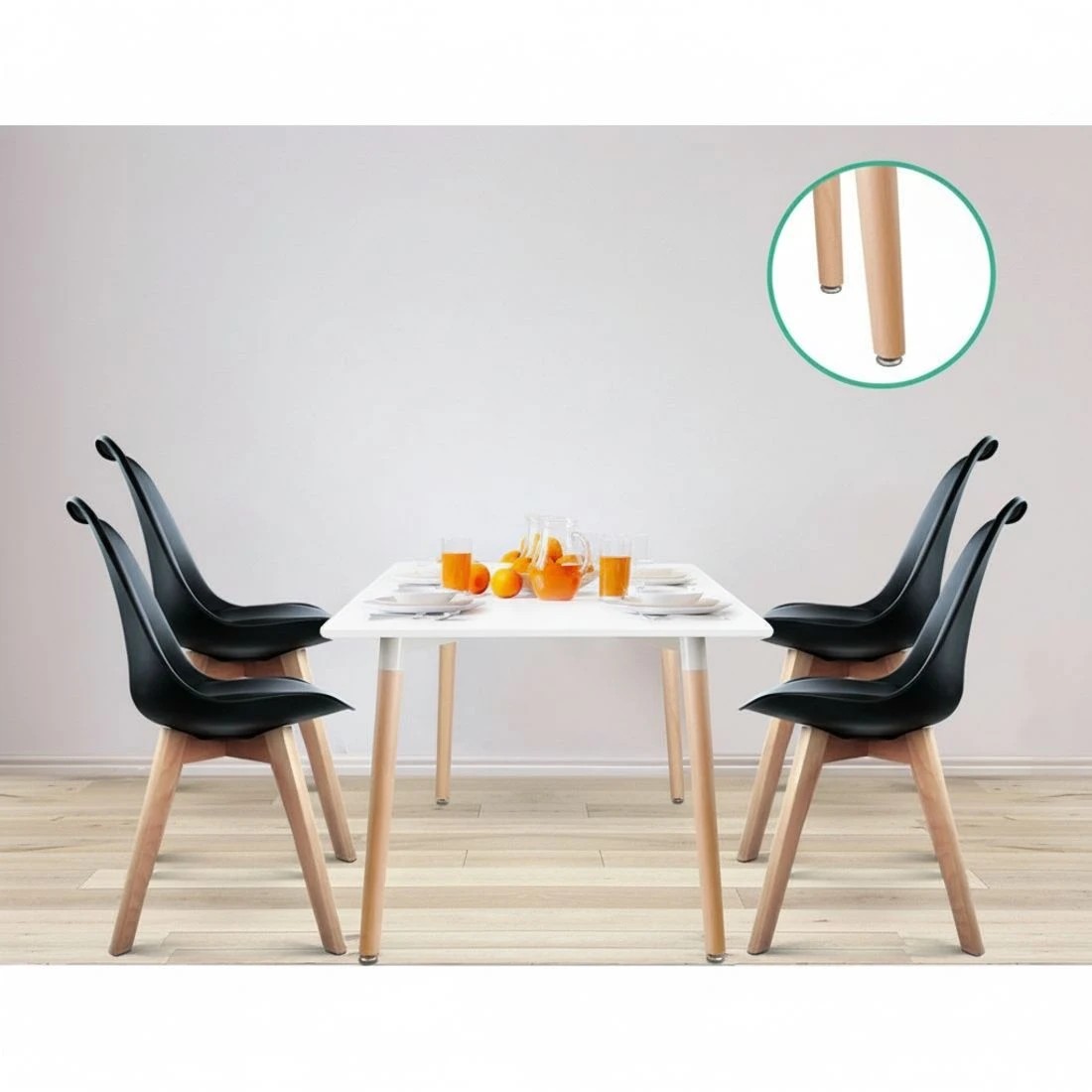 5 Artiss Dining Chairs Set of 4 Leather Plastic DSW Replica - Black, 5 of 7
