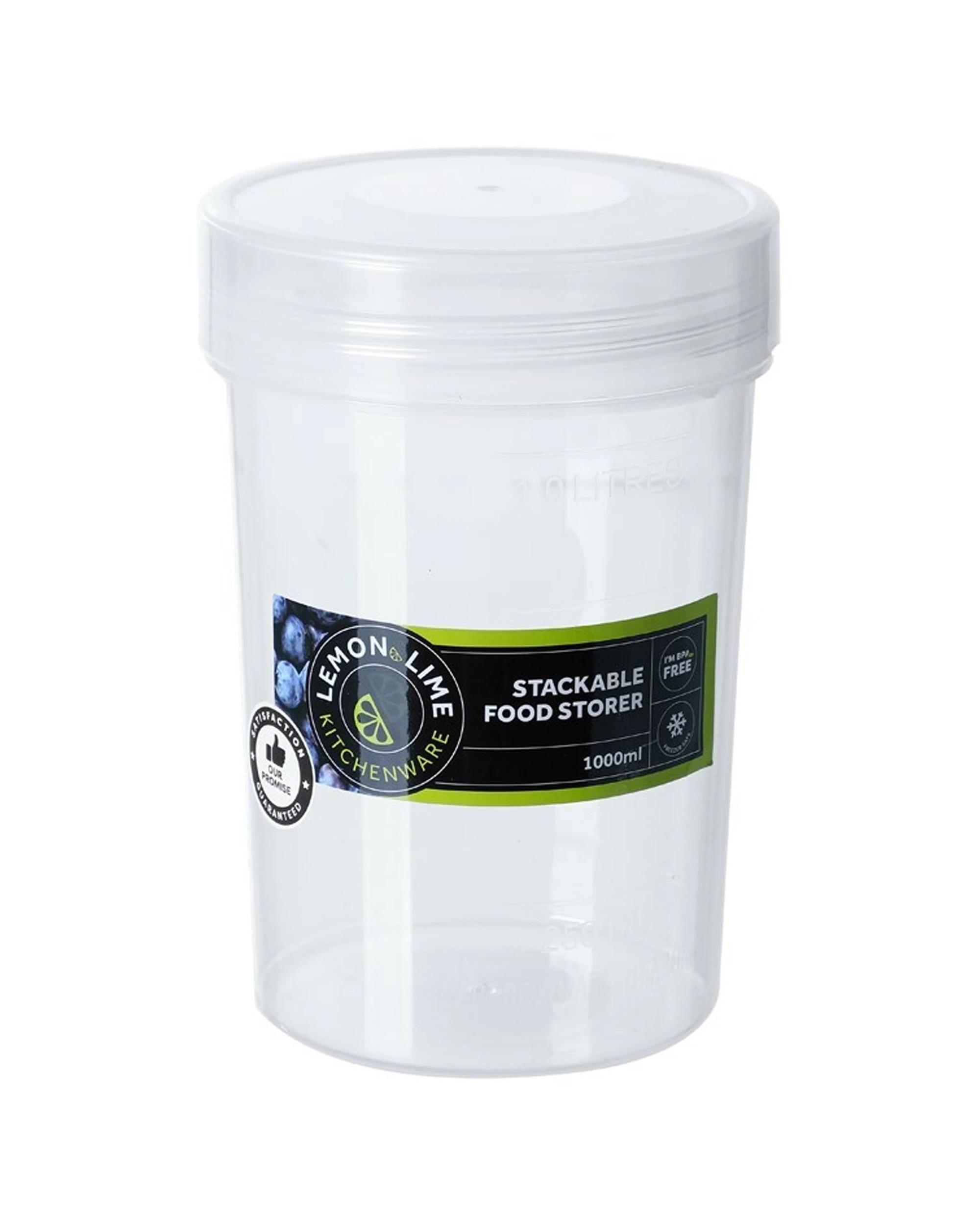 1 Lemon & Lime Keep Fresh 1l/16cm Food Storer Stackable Storage Container W/ Lid
 - Clear, 1 of 3