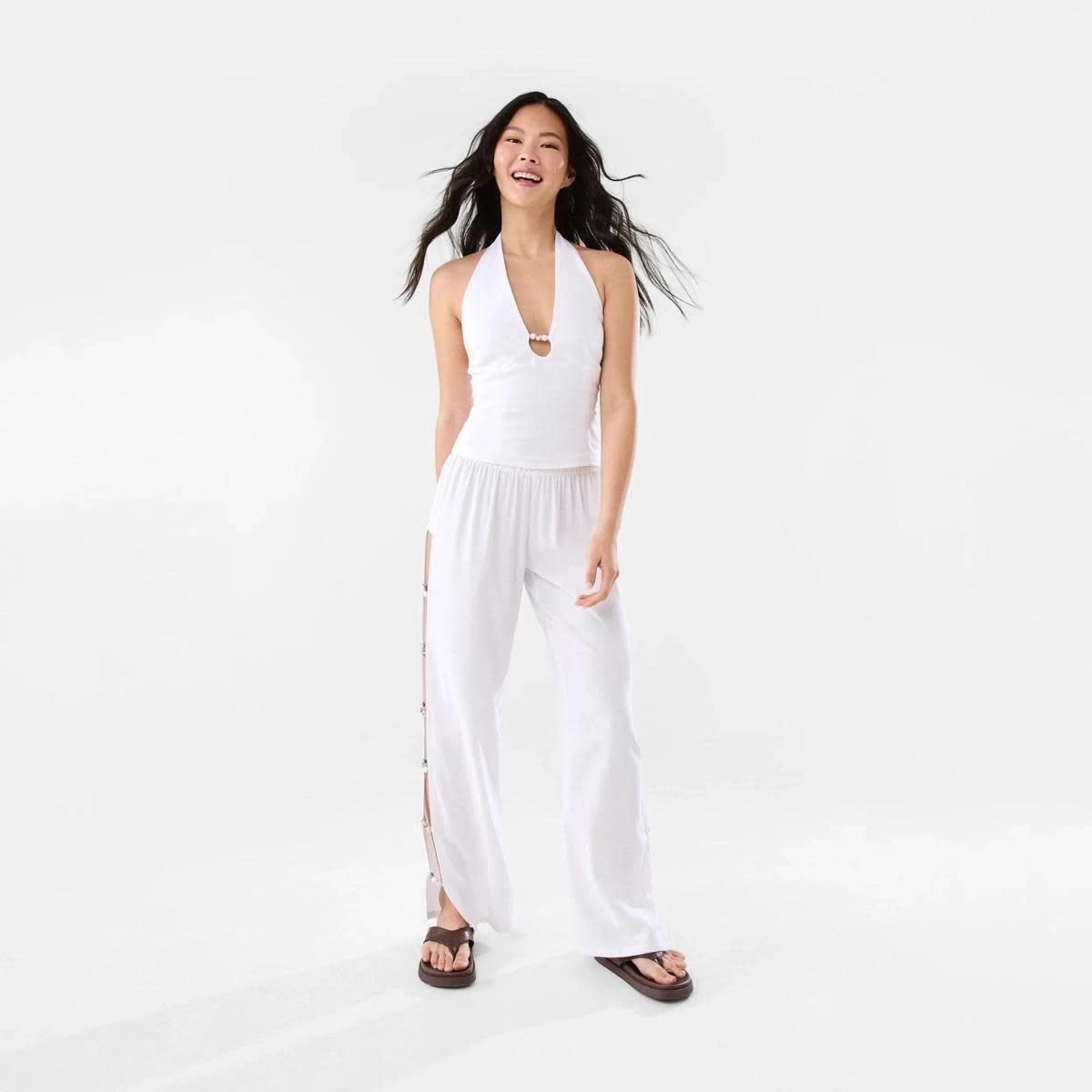 2 Linen Blend Beaded Top WHITE, 2 of 10