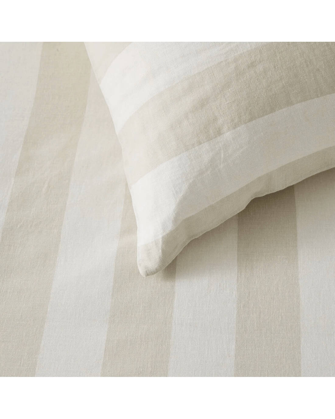 3 Stripe Linen Cotton Quilt Cover Set - Queen Bed, Natural, 3 of 7