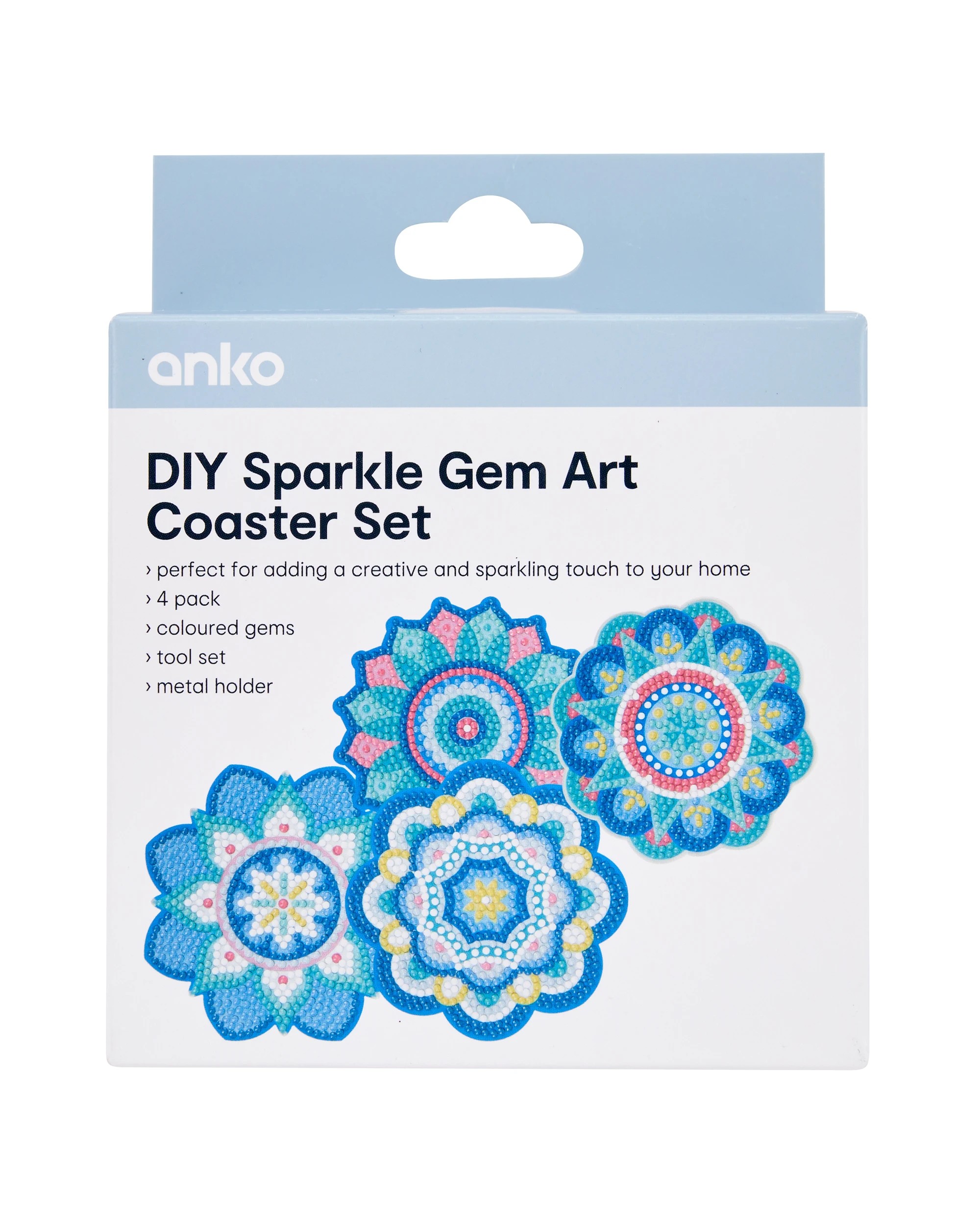 1 DIY Sparkle Gem Art Coaster Set - Mandala, 1 of 4