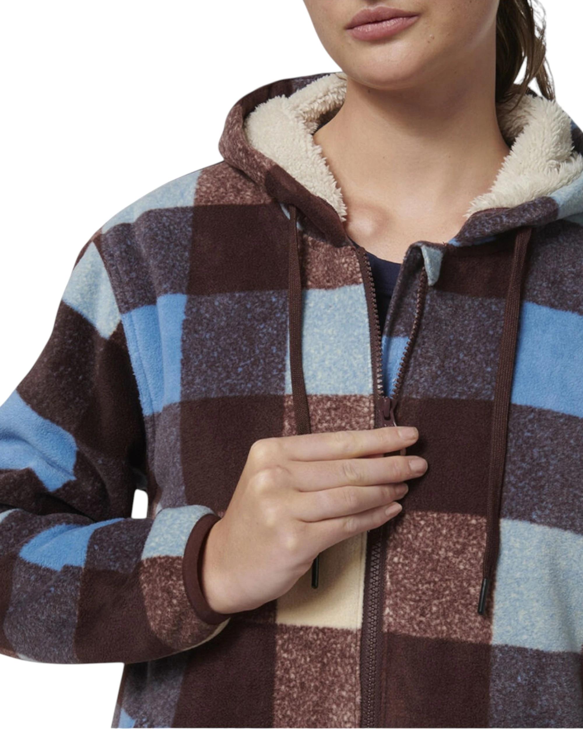 6 Hard Yakka Womens Check Zoodie Fleece Zip Up Hoodie Mocha MOCHA, 6 of 10