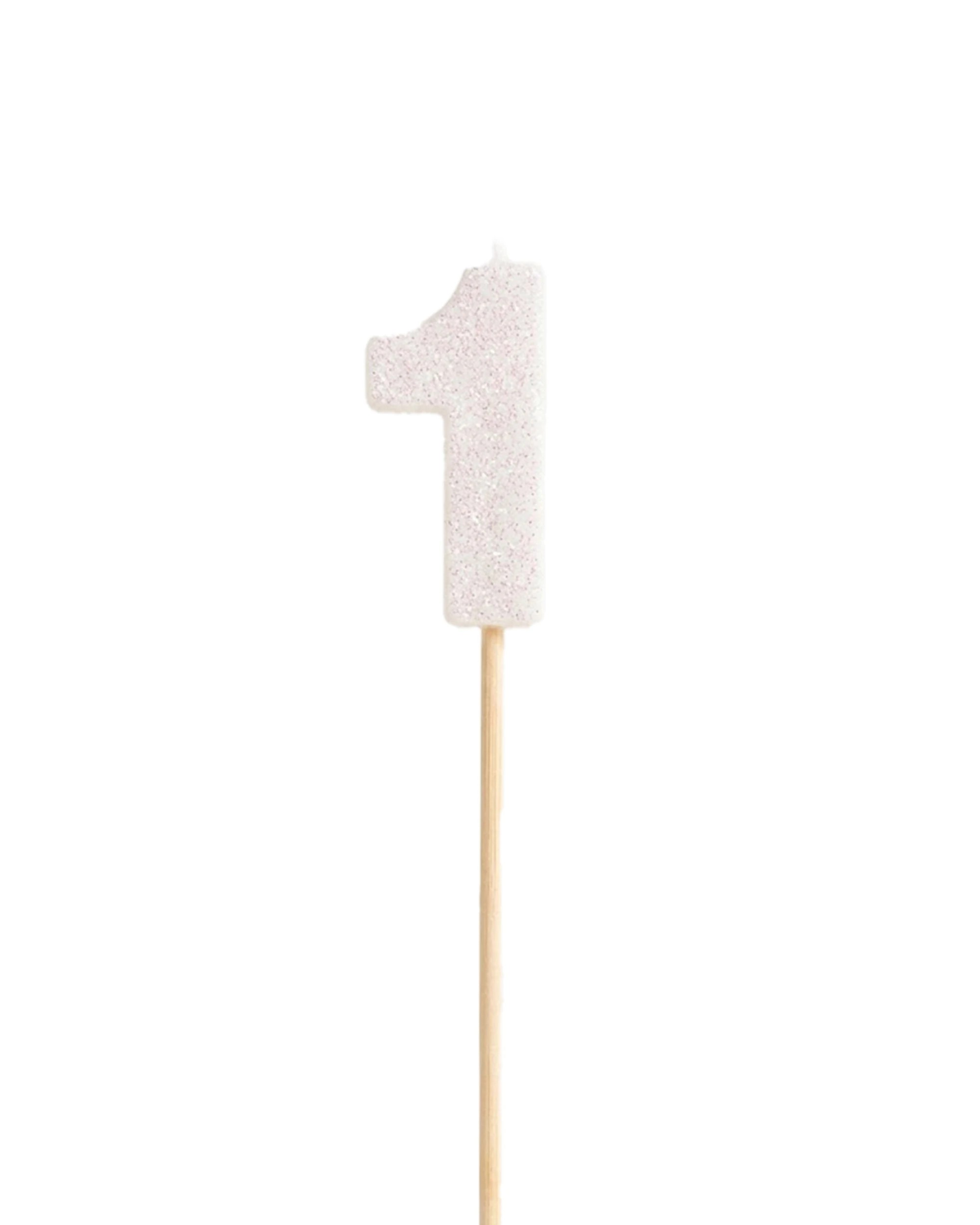1 Alpen Candle Pearl Glitter Long Stick Number 1 Party Decoration - White, 1 of 2