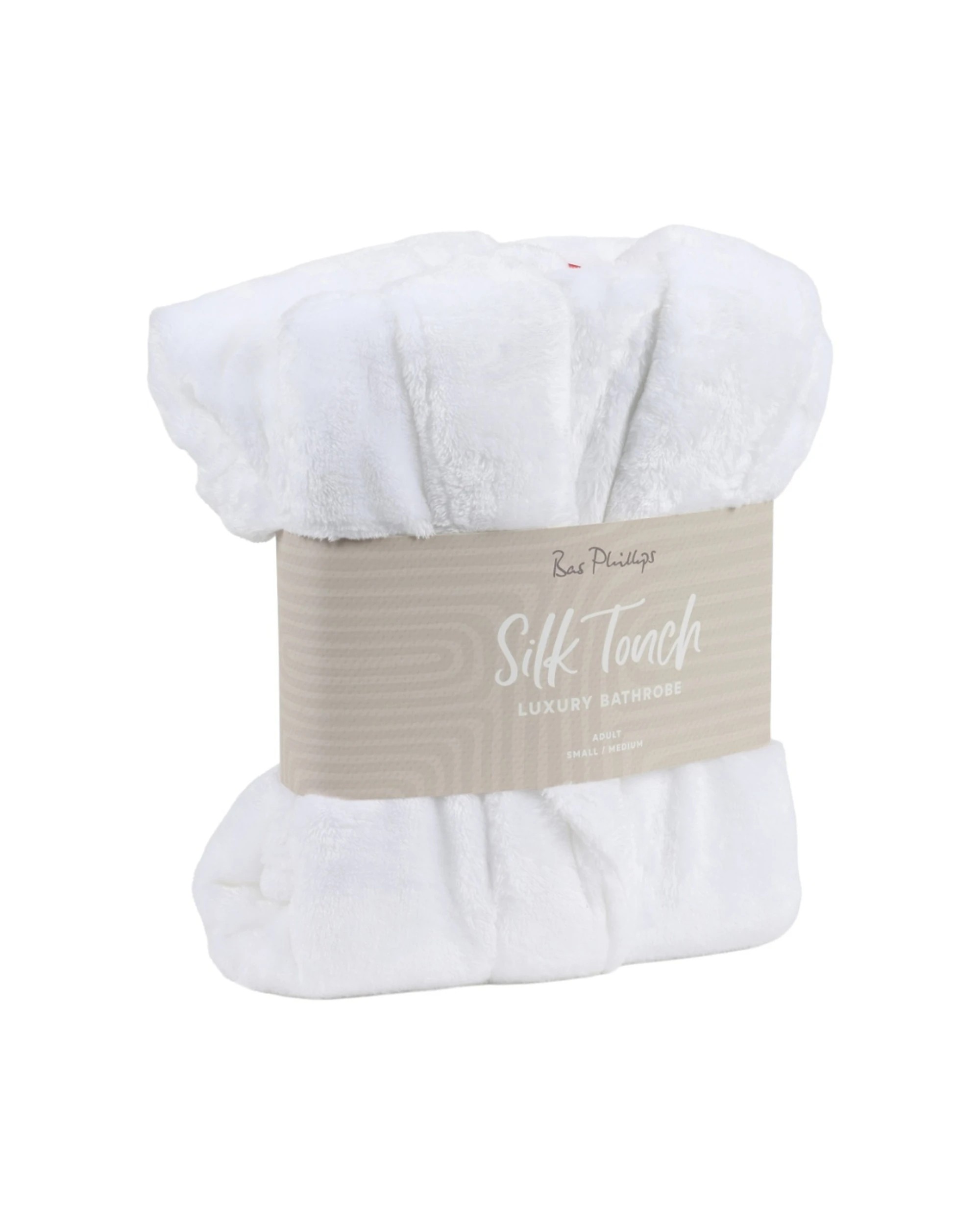 2 Bas Phillips Bath Robe Silk Touch Polyester 300GSM Small To Medium - White, 2 of 3