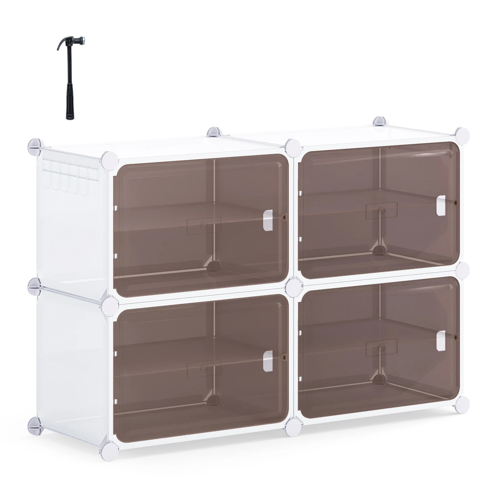 1 Costway Shoe Rack 4 Tier Shoe Storage Cabinet w/Removable Shelves Hooks Closet Organizer, 1 of 5