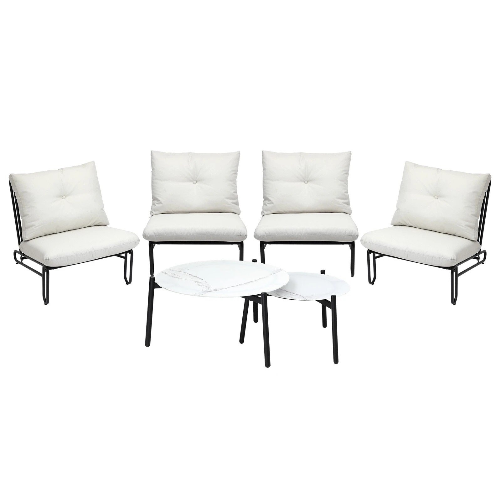 7 Livsip Outdoor Sofa Set 6-Piece Lounge Setting Table Chairs - Beige, 7 of 9