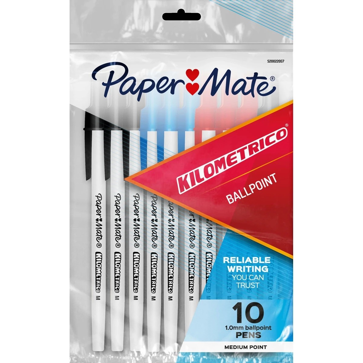1 10 Pack Paper Mate Kilometrico Ballpoint Pens - Multi Colour, 1 of 7