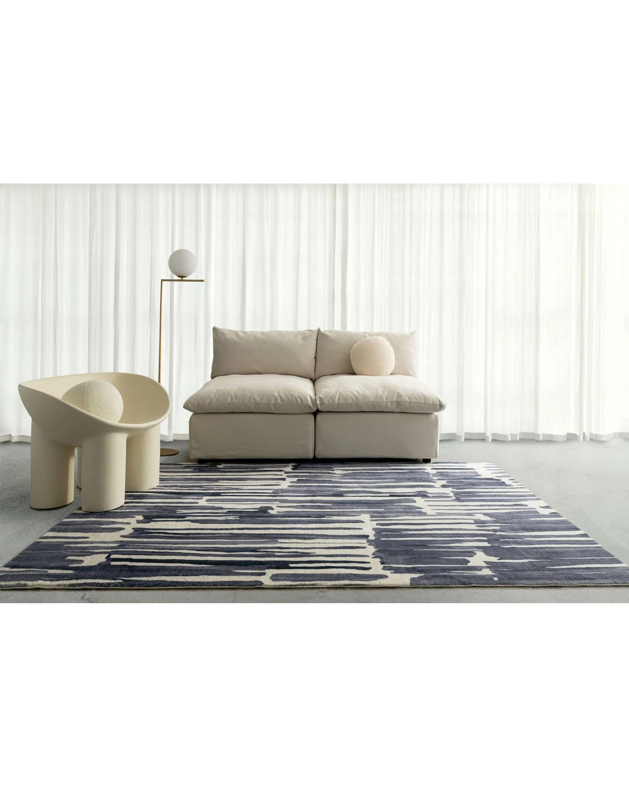 2 Loopsie Riya Striped Washable Rug - Grey, 2 of 6