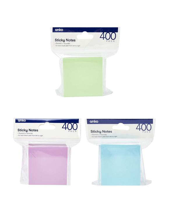 400 Pack Sticky Notes - Assorted