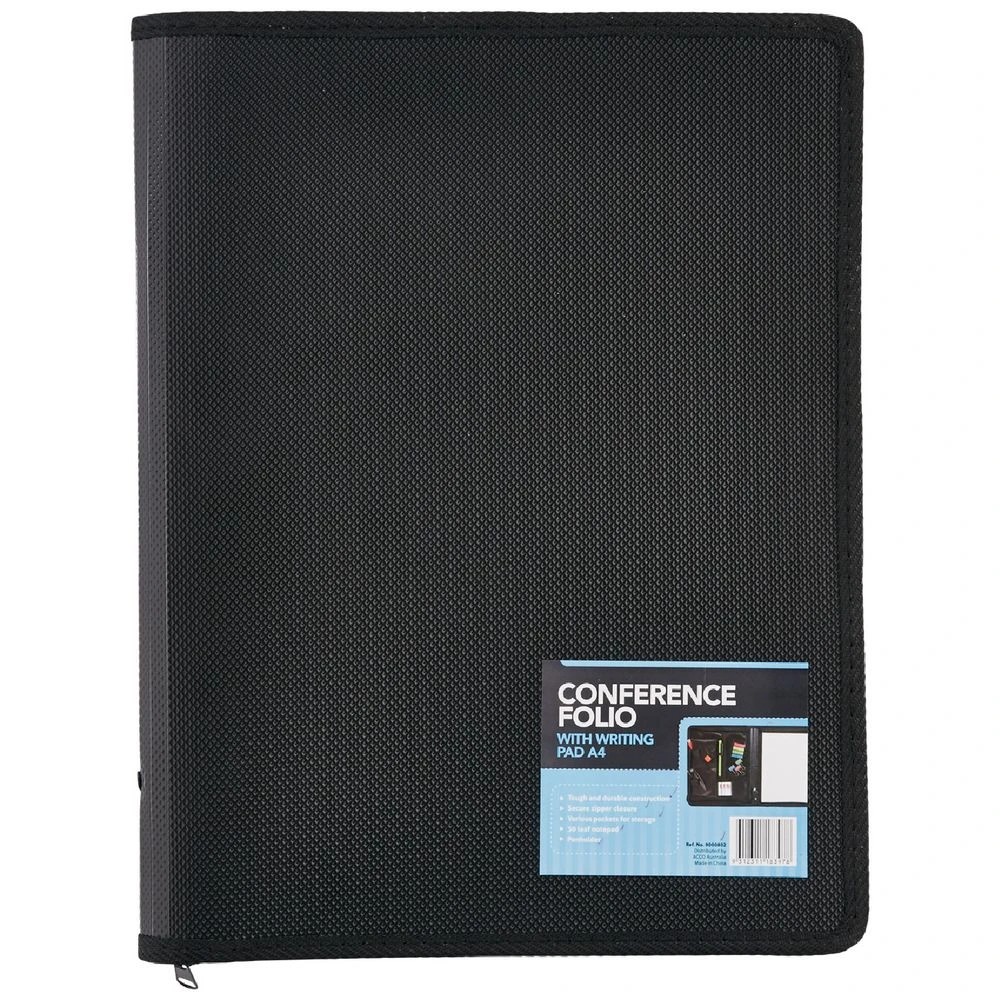 1 Marbig A4 Conference Zip Folio Black, 1 of 4