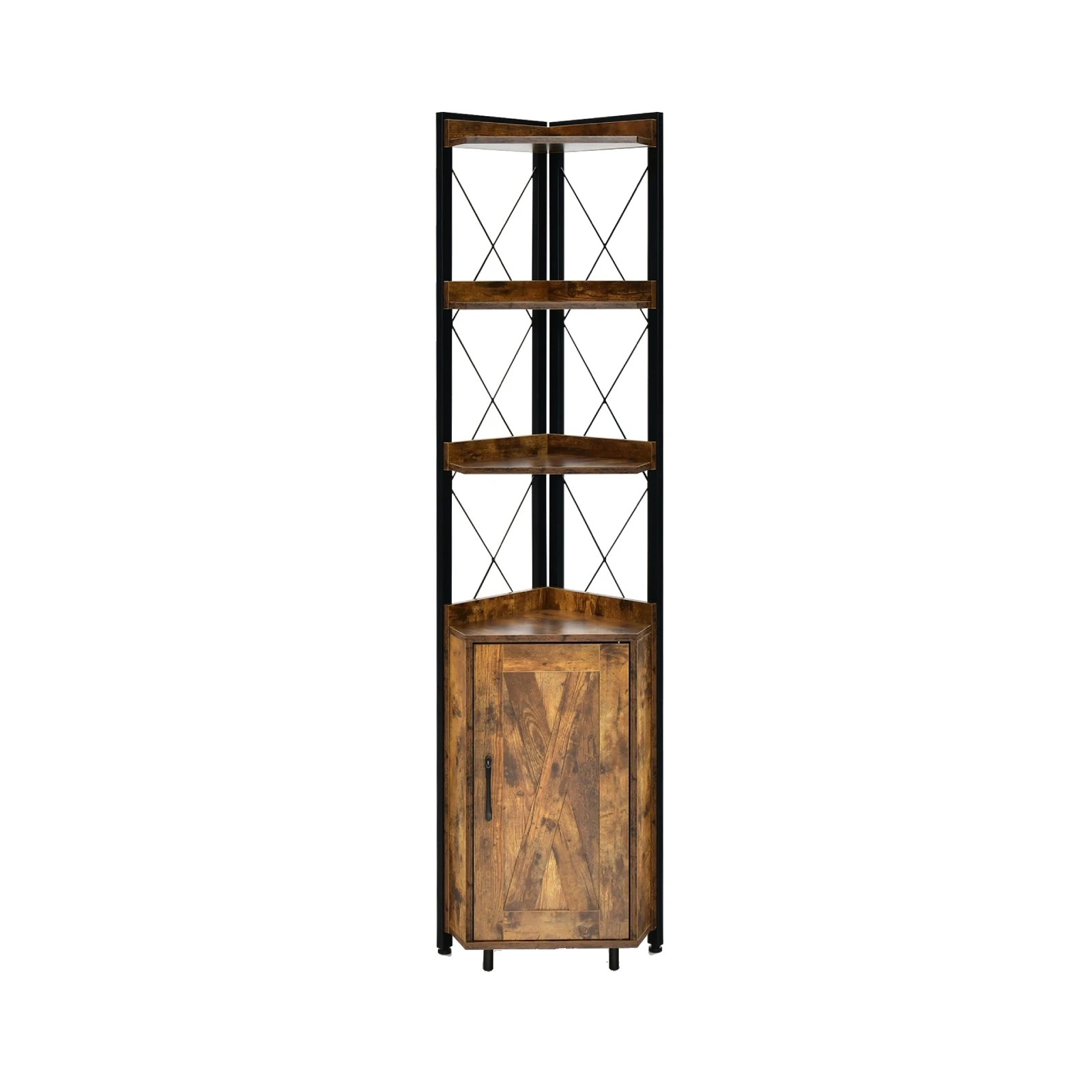 1 Costway Tall Corner Storage Cabinet 3-Tier Display Rack BookShelf, 1 of 5