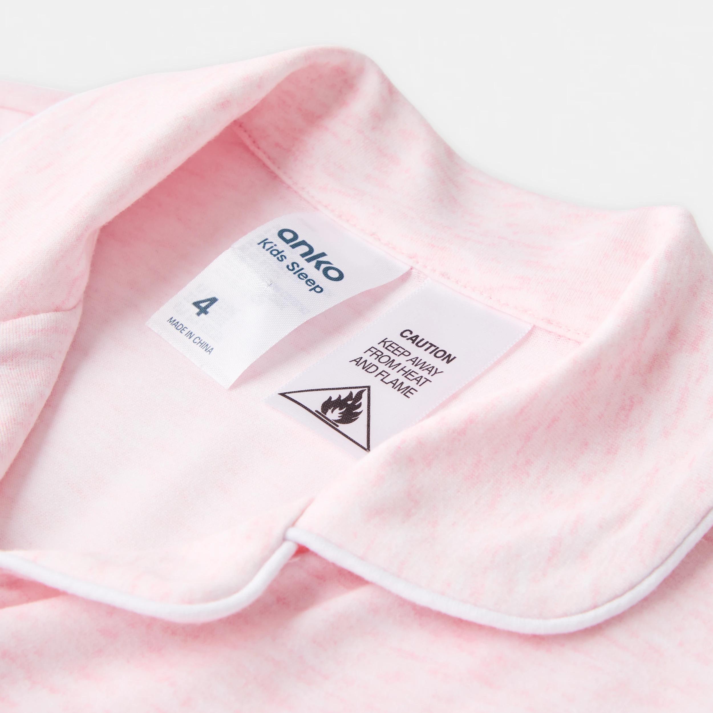 7 Short Sleeve Button Down Pyjama Set BABY PINK MARLE, 7 of 8