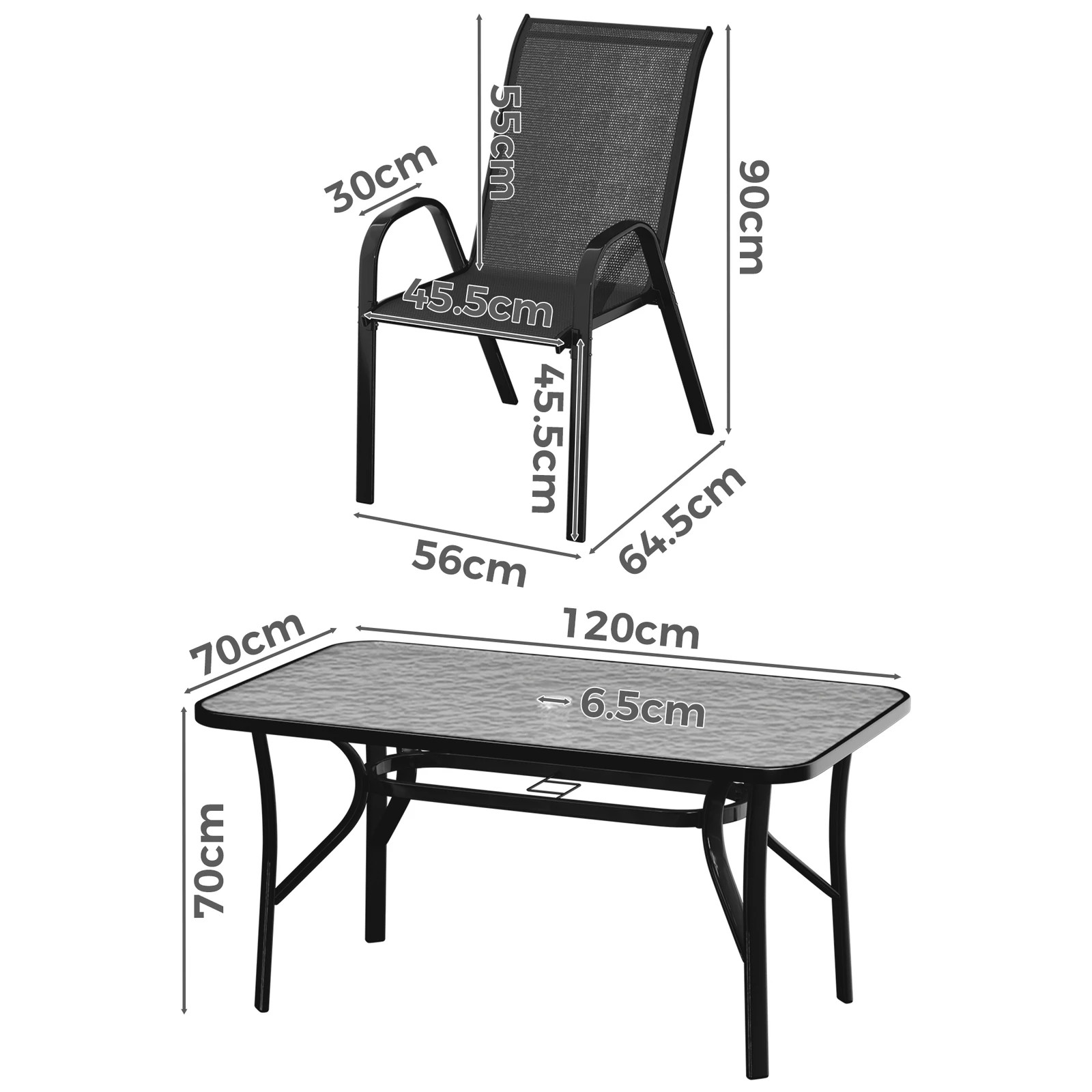 5 Alfordson 5PCS Outdoor Dining Set Table and Chairs Patio Furniture Garden - Black, 5 of 9