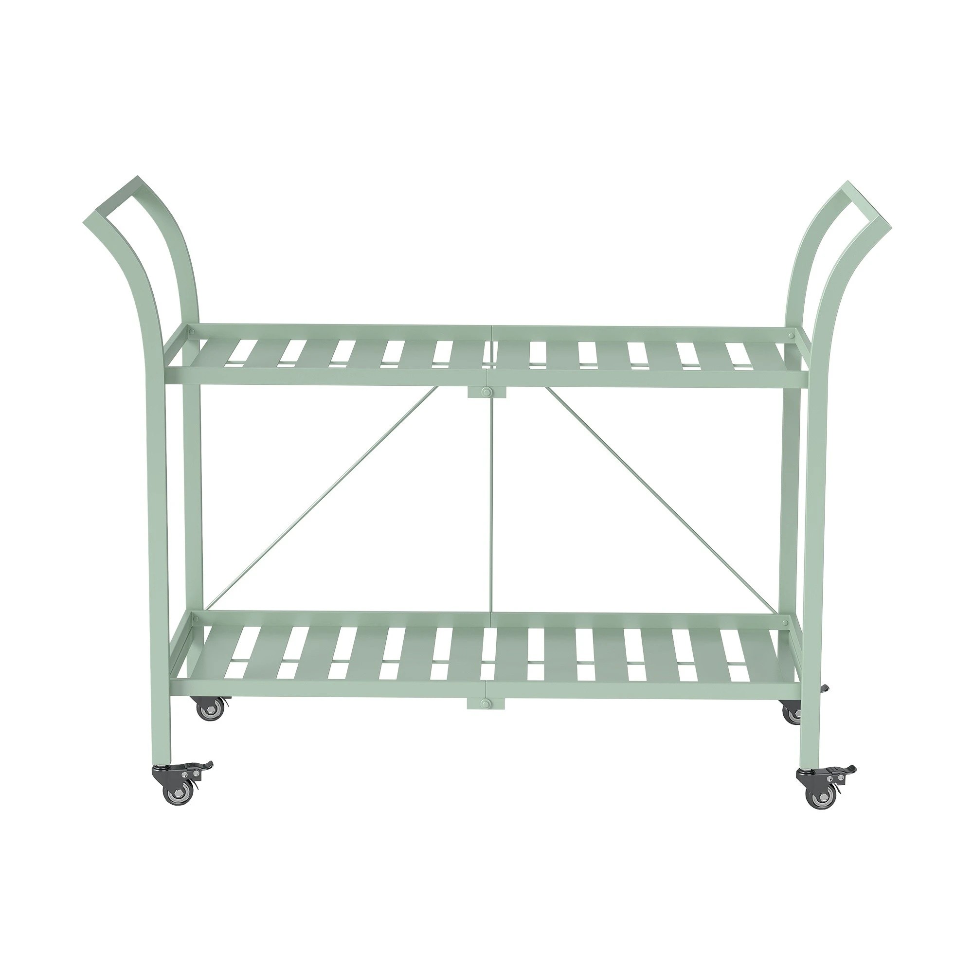 2 Hamptons 2 Tier Metal Bar Cart - Green, 2 of 5