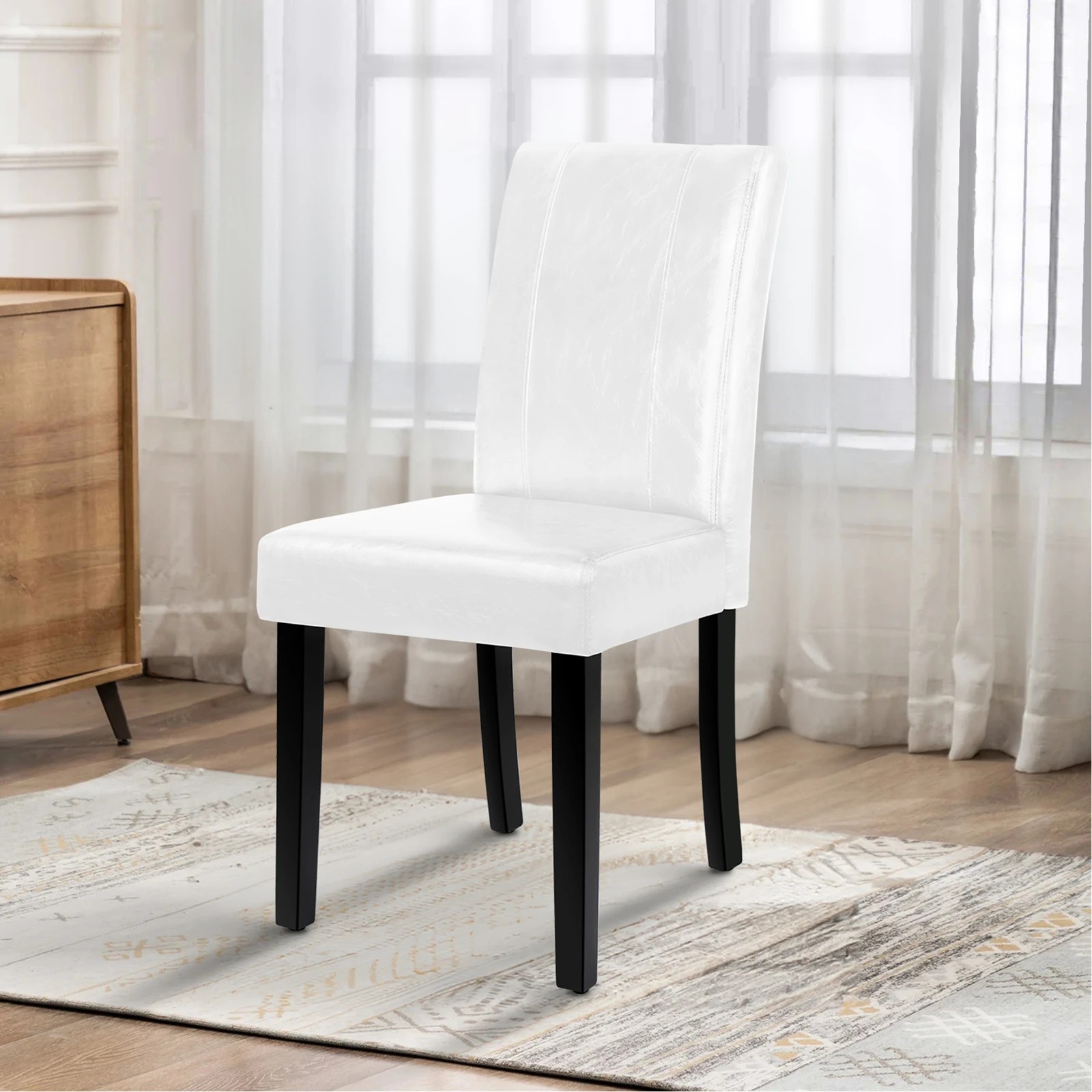 8 Alfordson 4x Dining Chairs Cafe Kitchen High-Back Chair Glossy PU Leather - White, 8 of 10