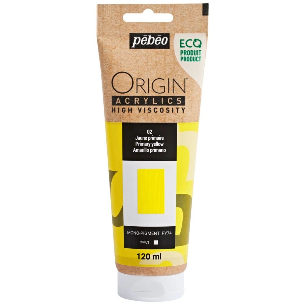 1 Pebeo Origin Acrylic Paint 120mL Primary Yellow, 1 of 2