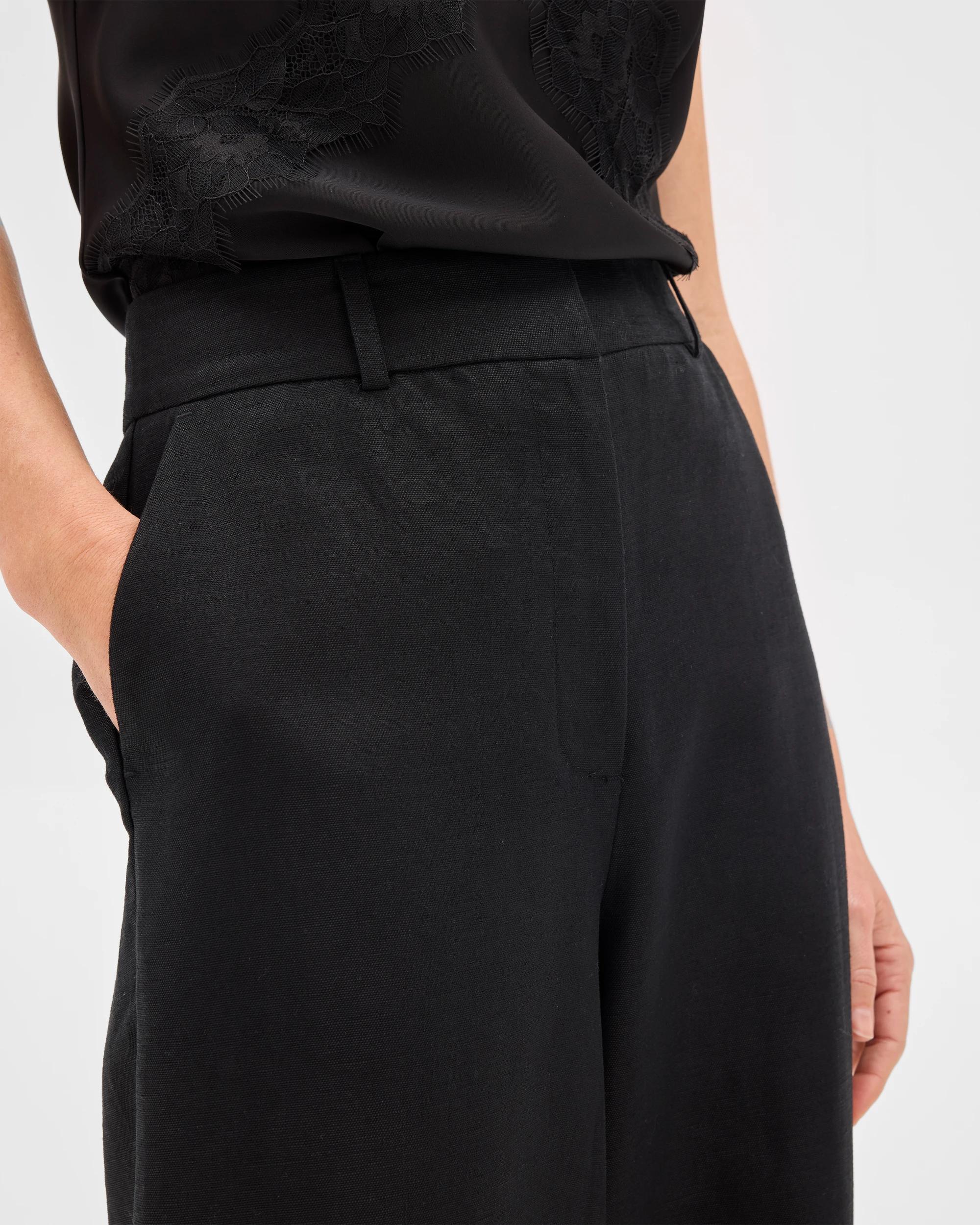 5 Linen Blend Wide Leg Pants - Preview BLACK, 5 of 7