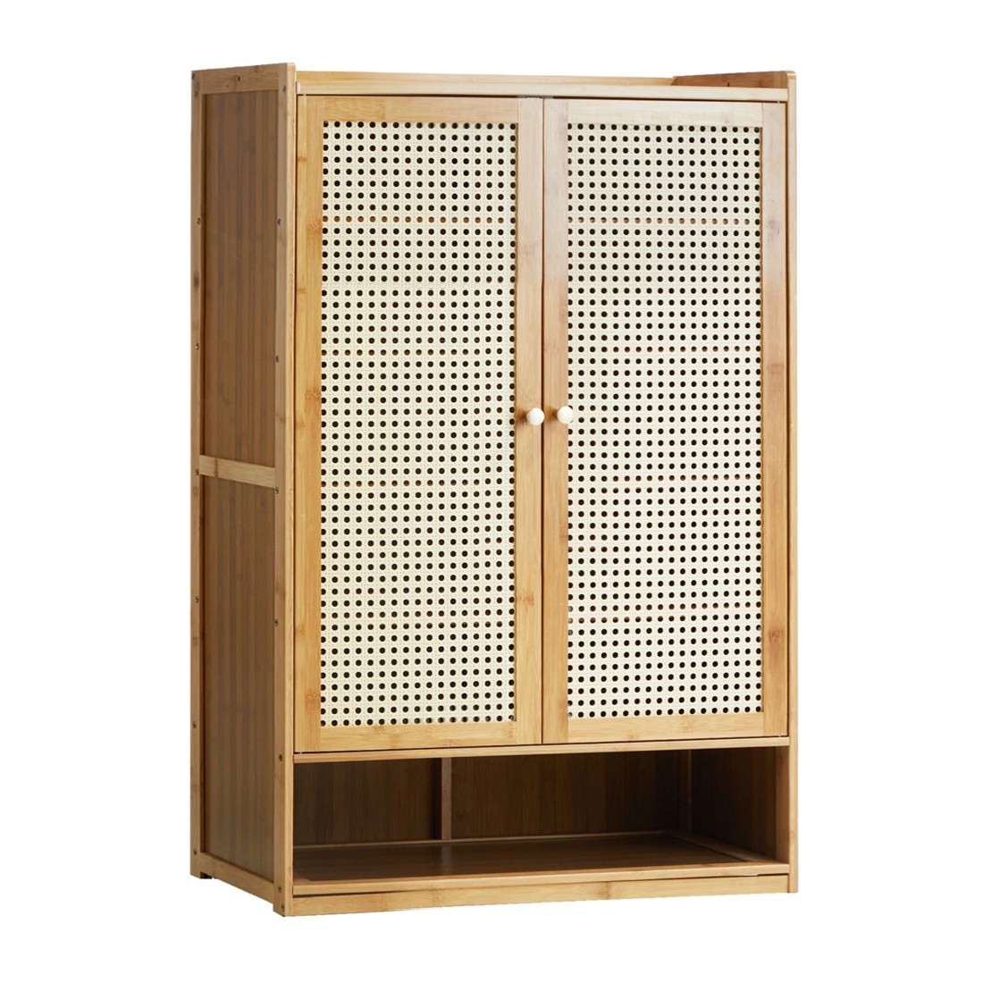 7 Oikiture Shoe Storage Cabinet Shoes Rack Organiser Shelf 2 Doors Rattan
 - Natural, 7 of 9
