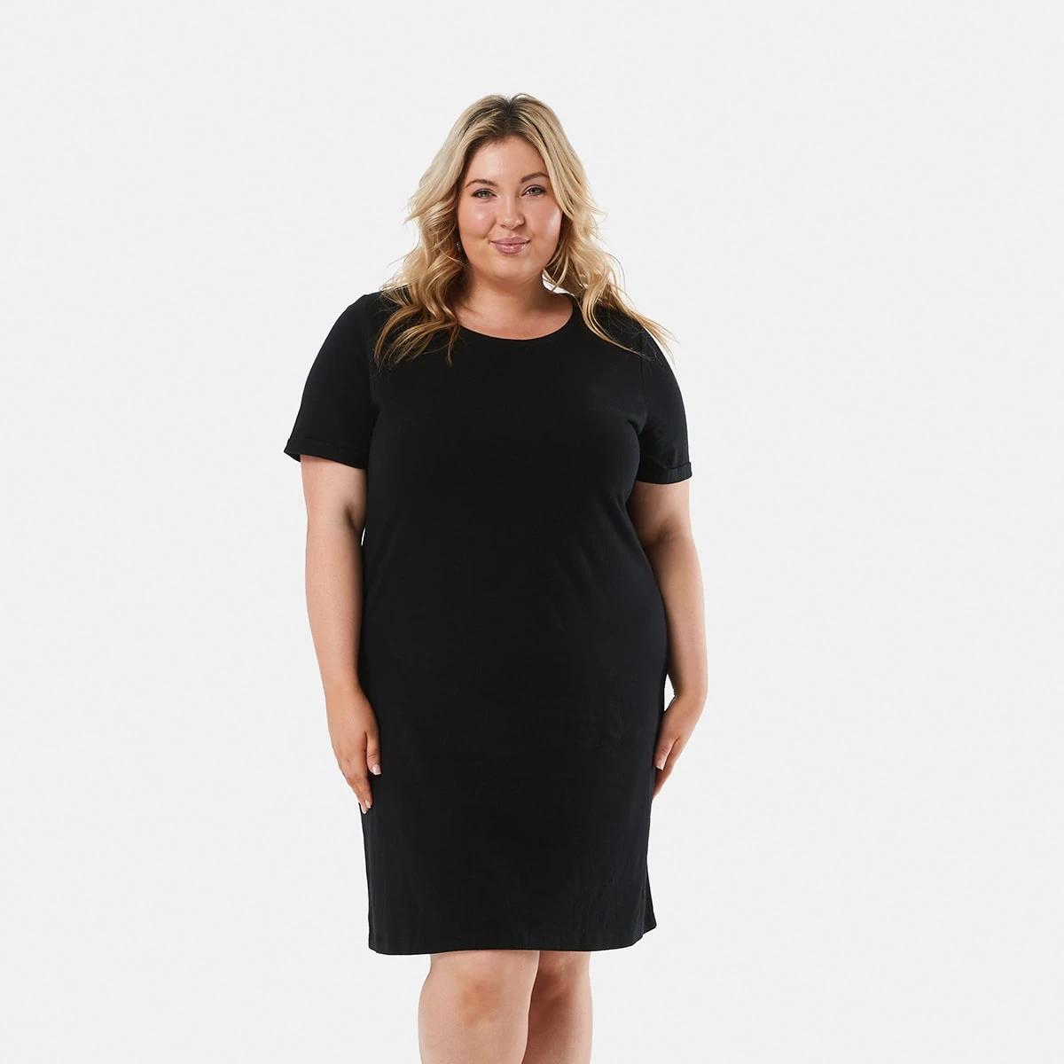 1 Curve Short Sleeve T-shirt Dress BLACK, 1 of 5