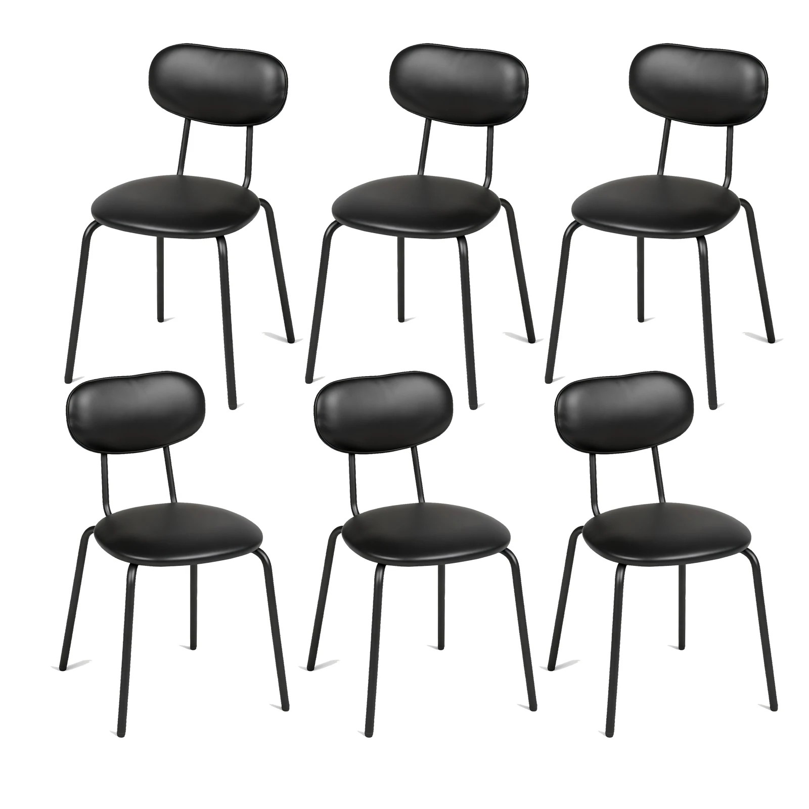 1 Advwin Dining Chairs Set of 6 Faux Leather Comfy Upholstered Kitchen Seating - Black, 1 of 4