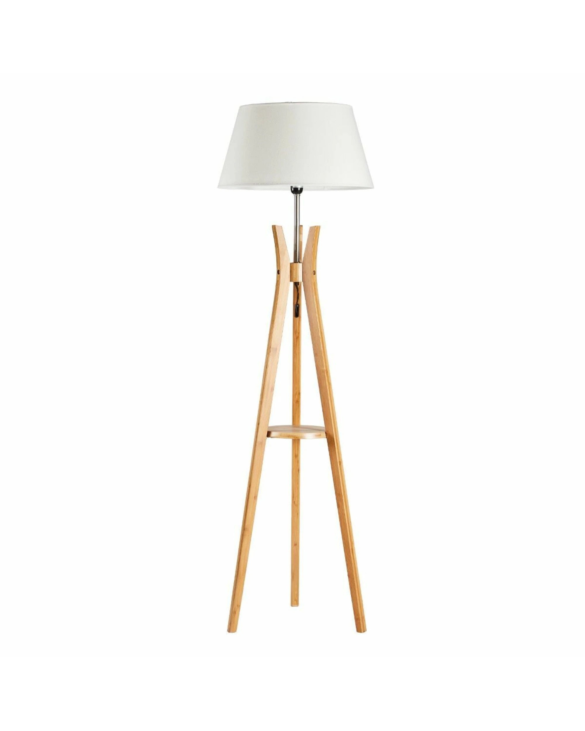 1 BR Home Bamboo Tripod Floor Lamp with Linen Shade, 1 of 8