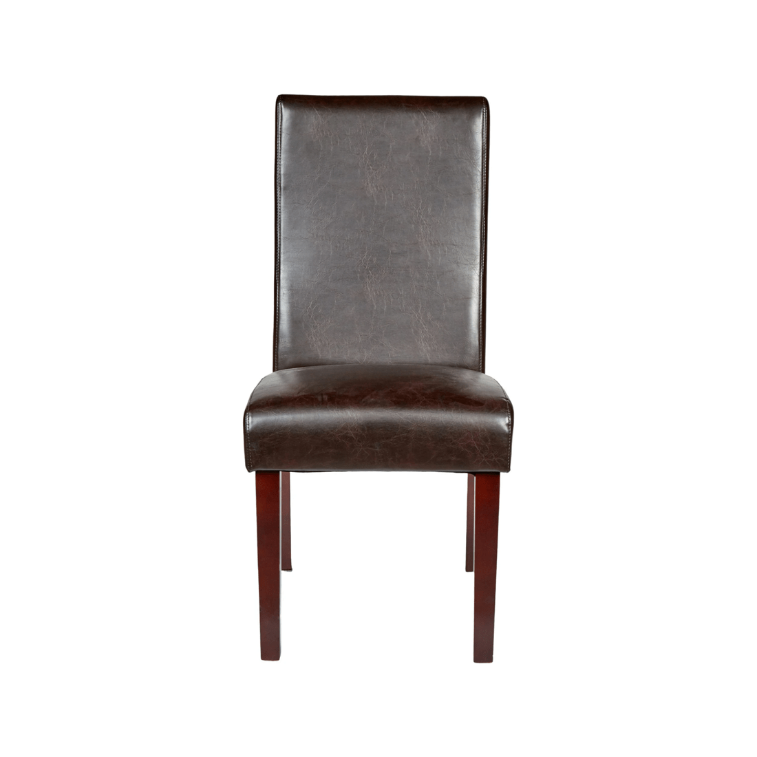 2 BR Home Set of 2 Rome Leather Brown Dining Chairs Durable Seat Wood Kitchen Cafe, 2 of 7