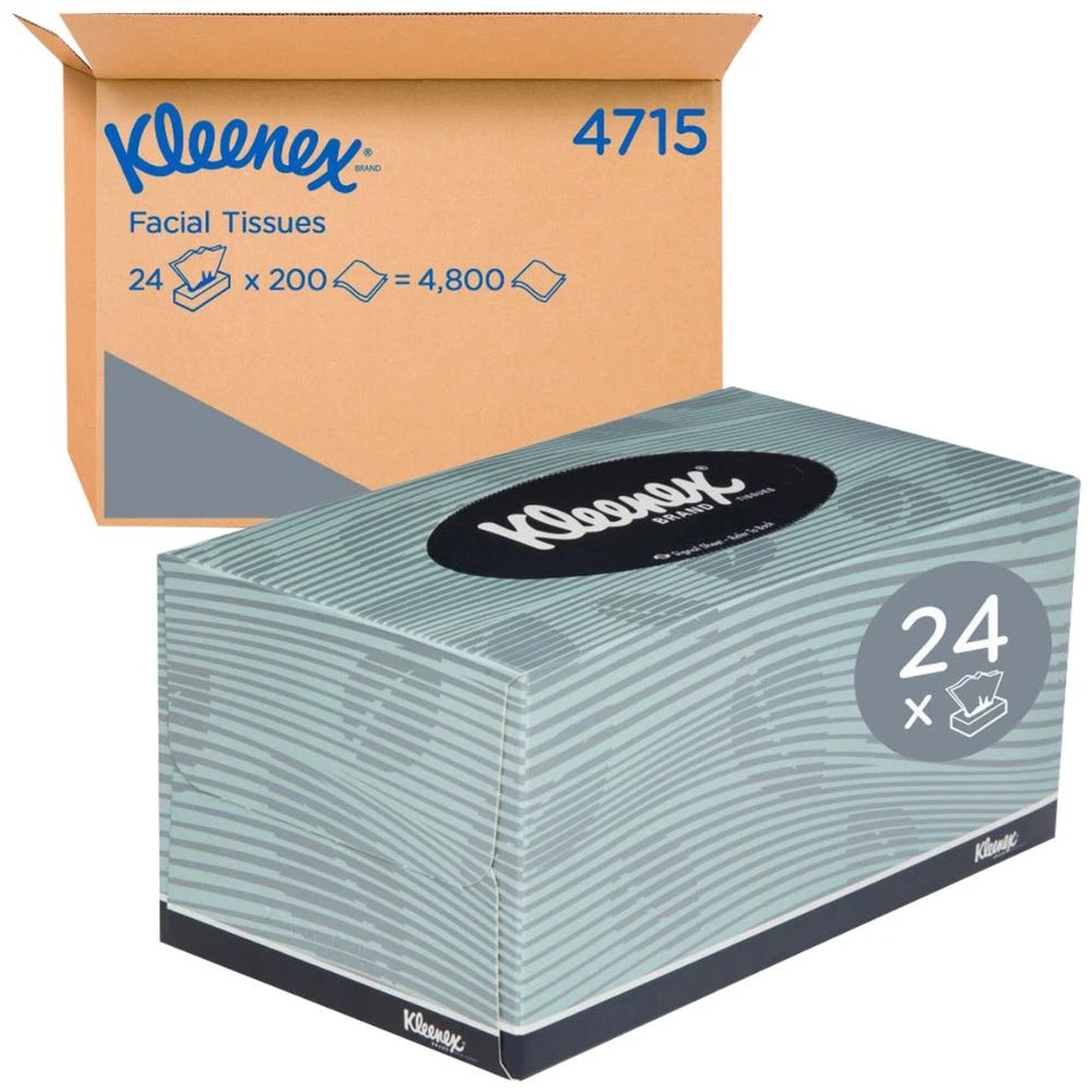 1 Kleenex Facial Tissue Box 2 Ply 4715 24 Pack 4800 Tissues, 1 of 8