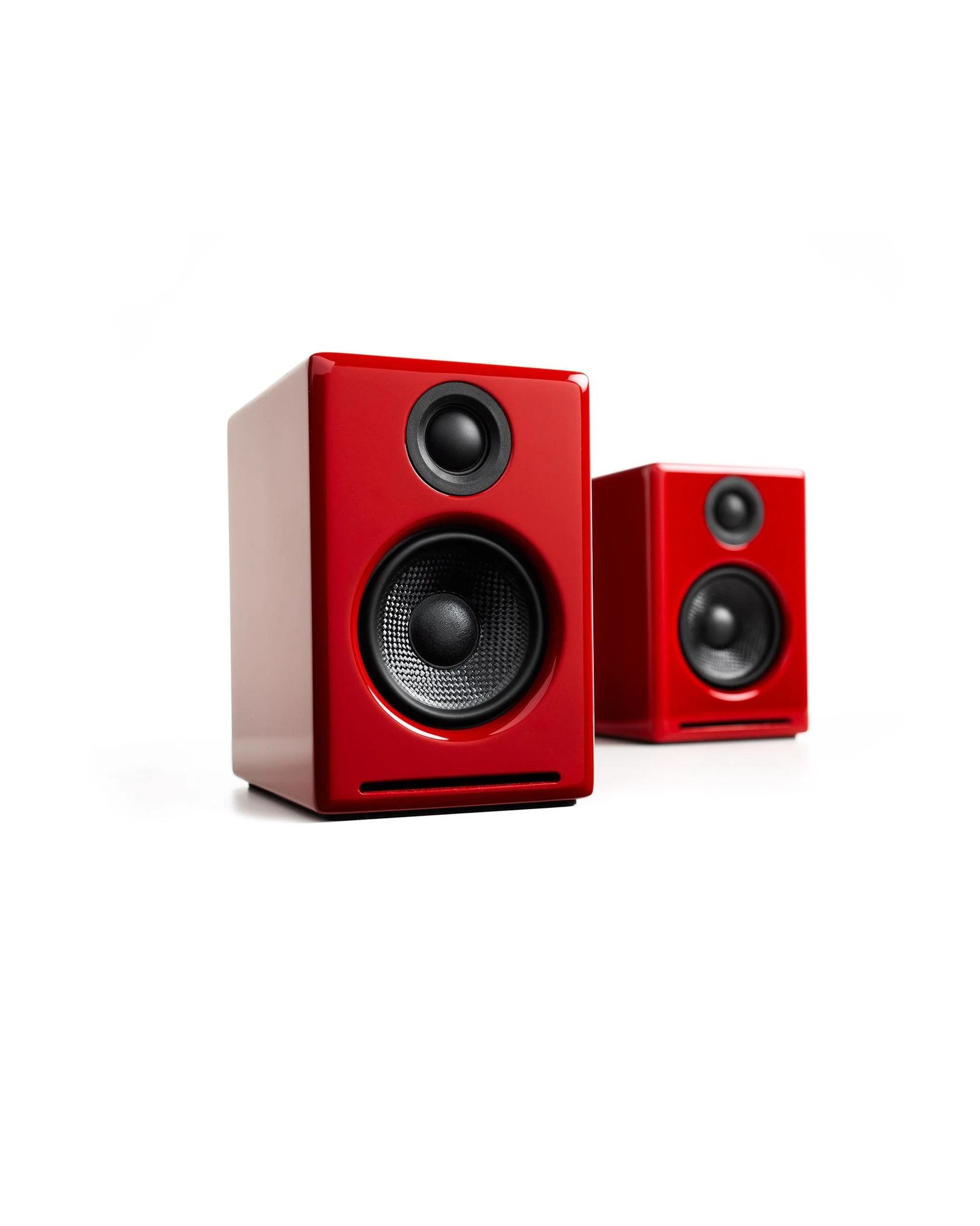 1 Audioengine A2 Wireless Speakers Hi-Res Audio Bluetooth Bookshelf Speakers Red, 1 of 3
