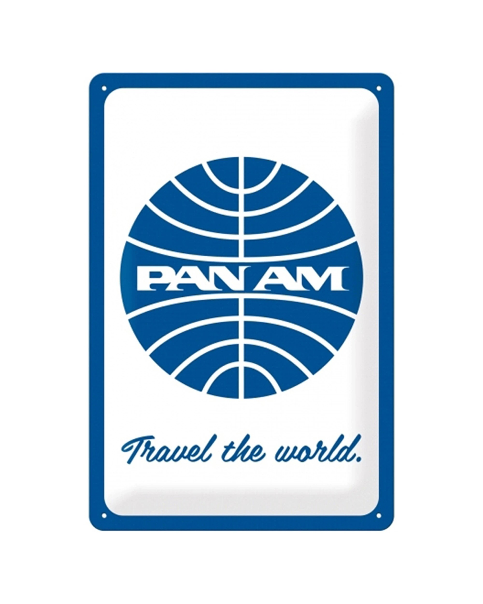 1 Nostalgic-Art Medium 20x30cm Metal Wall Art Sign Plaque - Pan AM Travel The World - Multi, 1 of 1