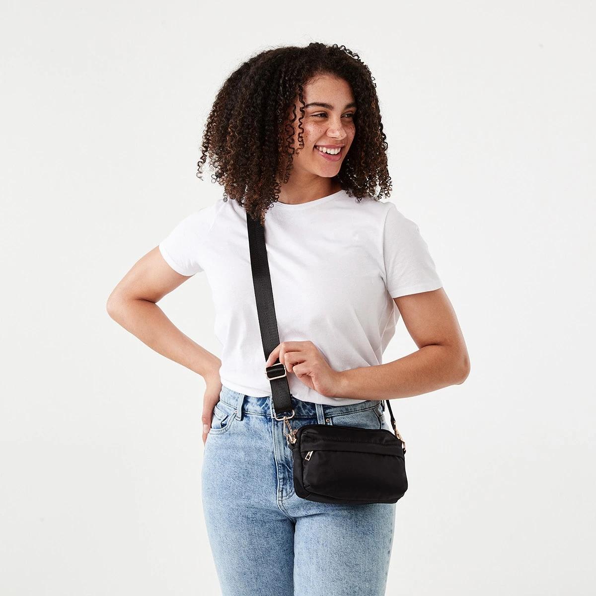 5 Double Pocket Crossbody Bag Black, 5 of 7