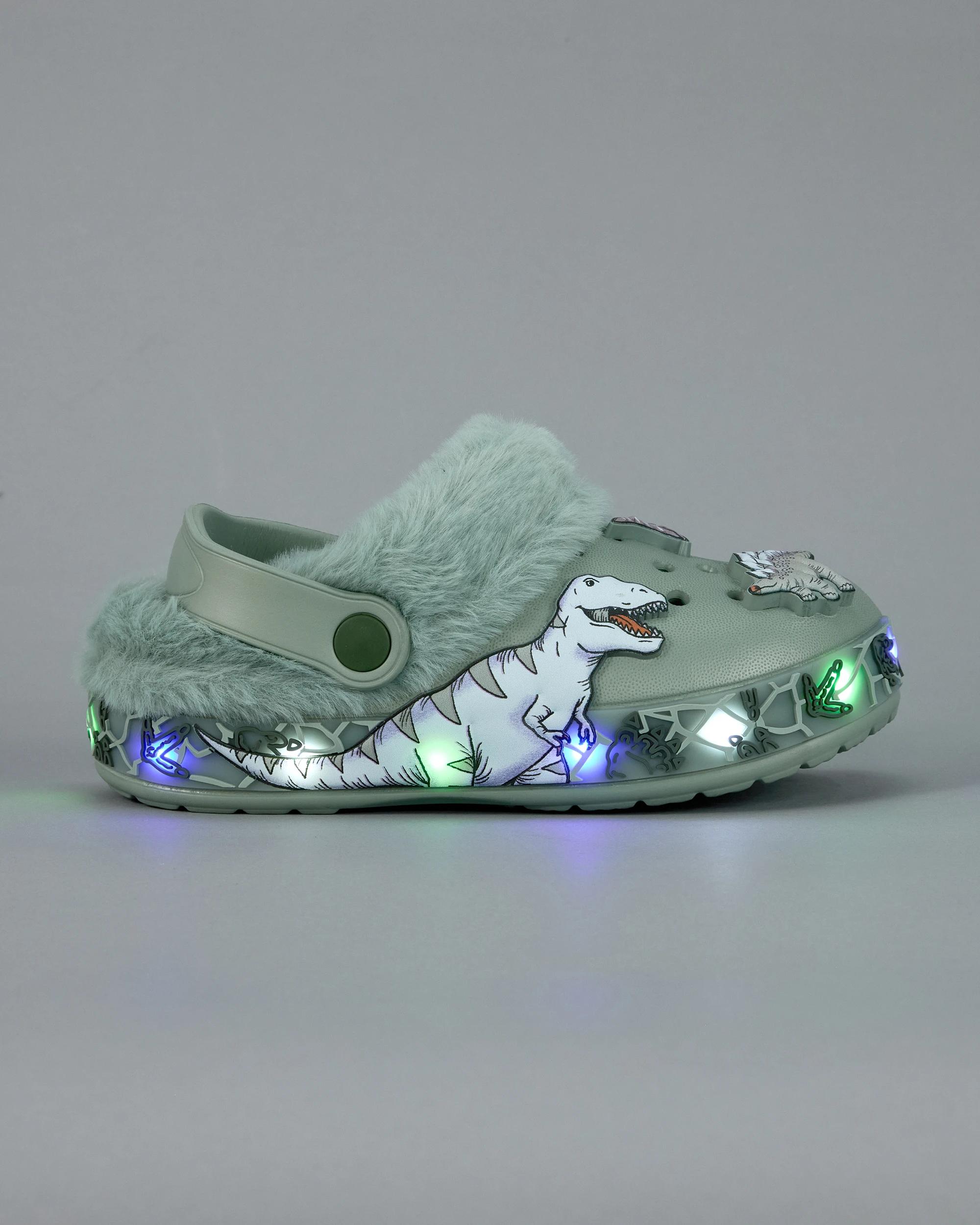 2 Junior Light Up Furlined Clogs Dino, 2 of 4
