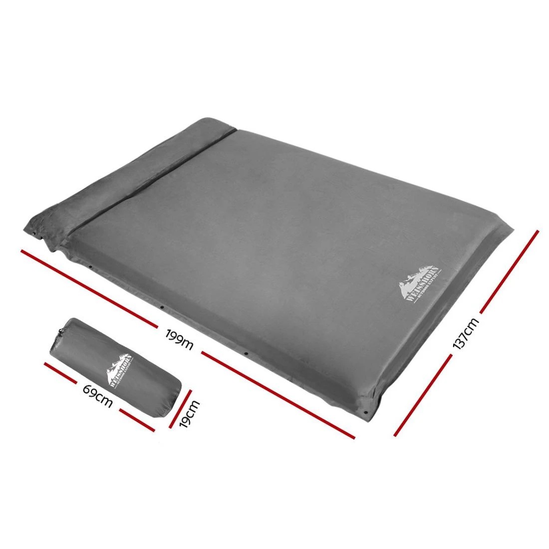 2 Weisshorn Self Inflating Mattress Camping Sleeping Mat Air Bed Pad Double - Grey, 2 of 7