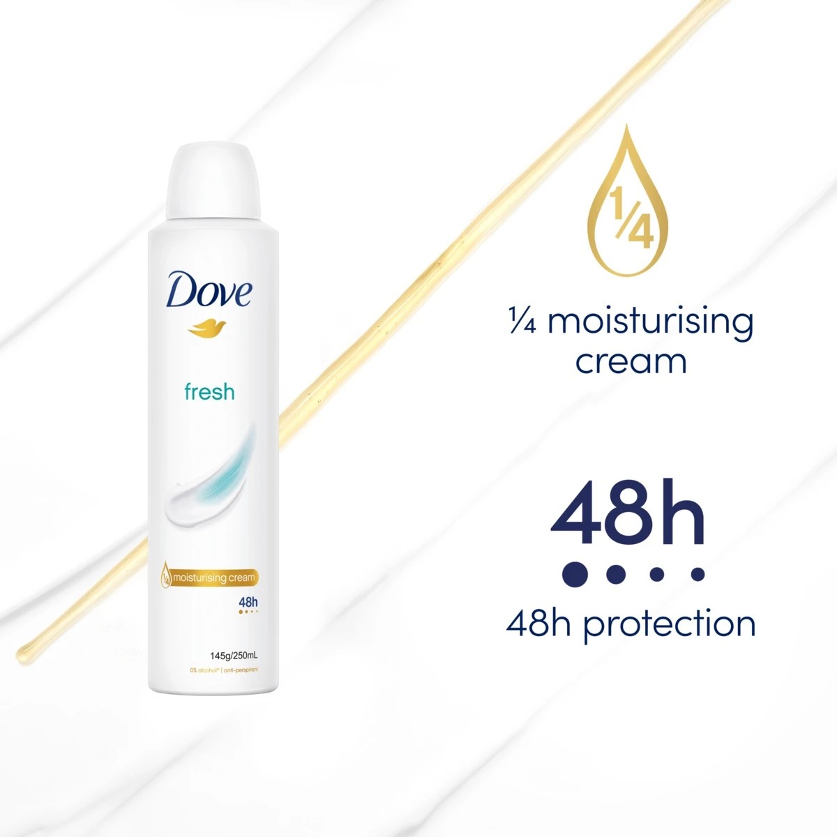 3 Dove Fresh 1/4 Moisturising Cream Antiperspirant 250ml - Citrus Scent, 3 of 7