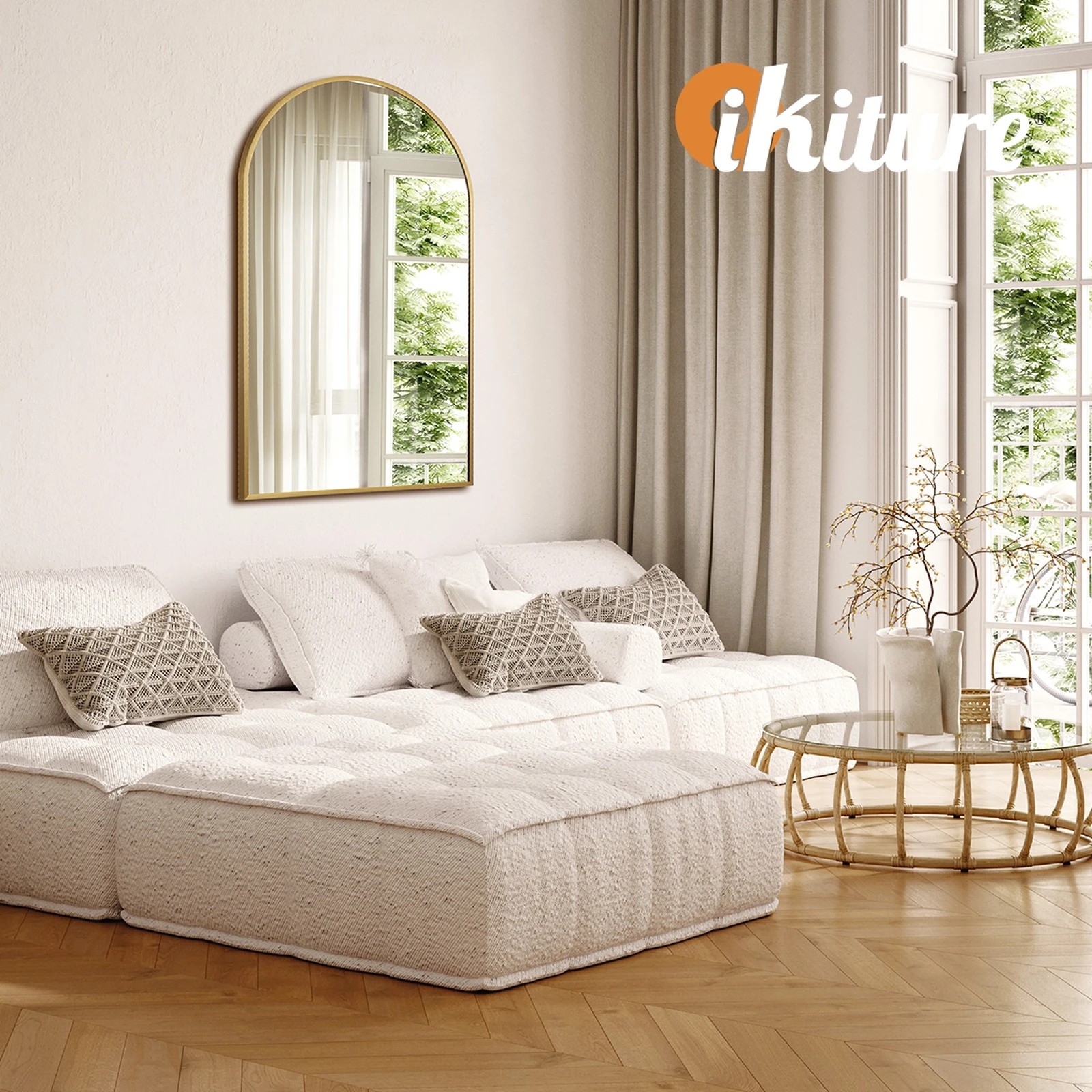 5 Oikiture Wall Mirrors 86x50cm Arched Makeup Mirror Bedroom Home Decor
 - Gold, 5 of 9