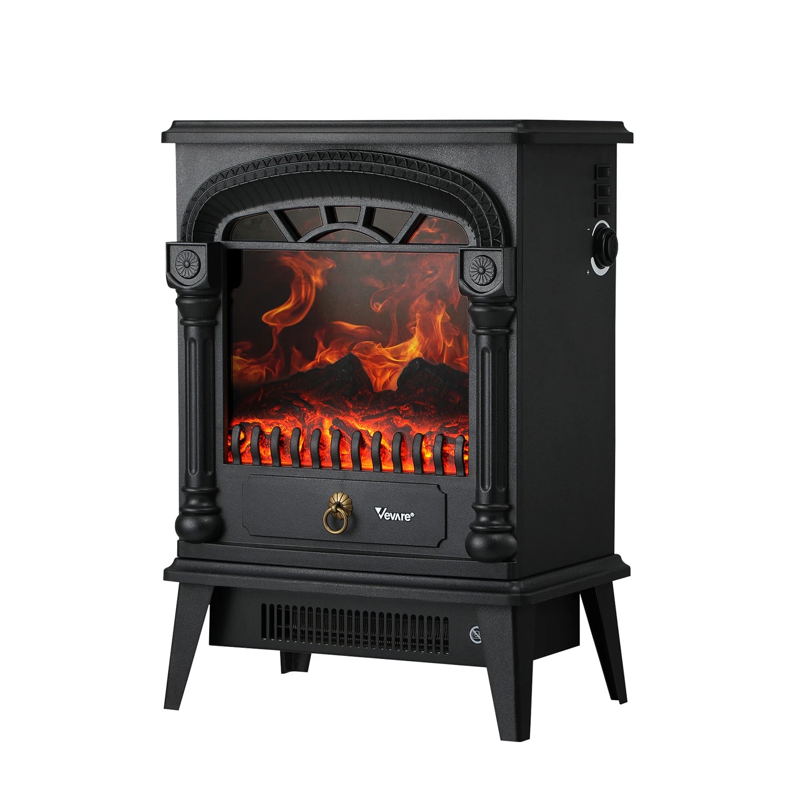 1 Vevare Electric Fireplace Heater Freestanding Indoor 3D Flame Effect 2000W - Black, 1 of 9