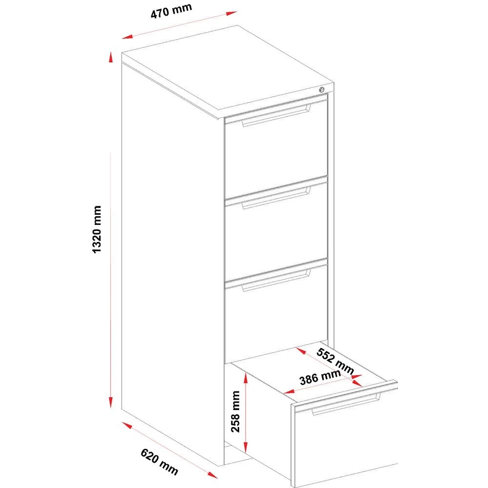 3 Steelco 4 Drawer Filing Cabinet White Satin Cabinets Filing Drawer Cabinets, 3 of 3