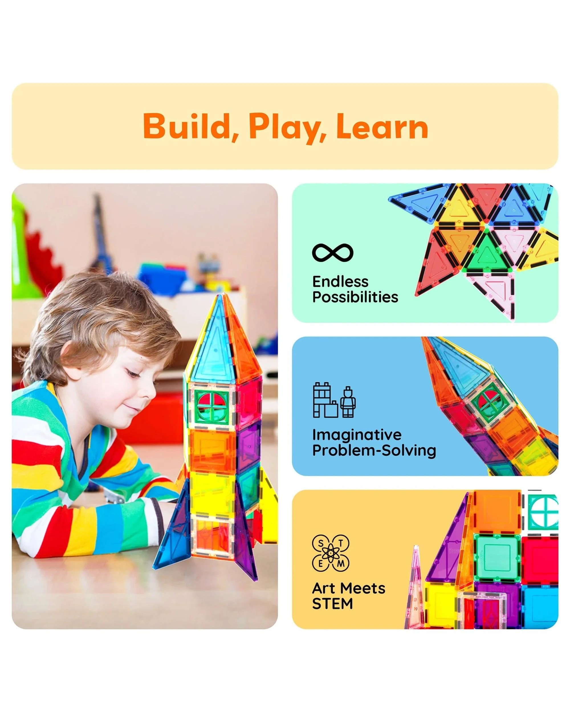 4 PicassoTiles Magnetic Tile Rocket Ship Building Set 36 Pieces, 4 of 9