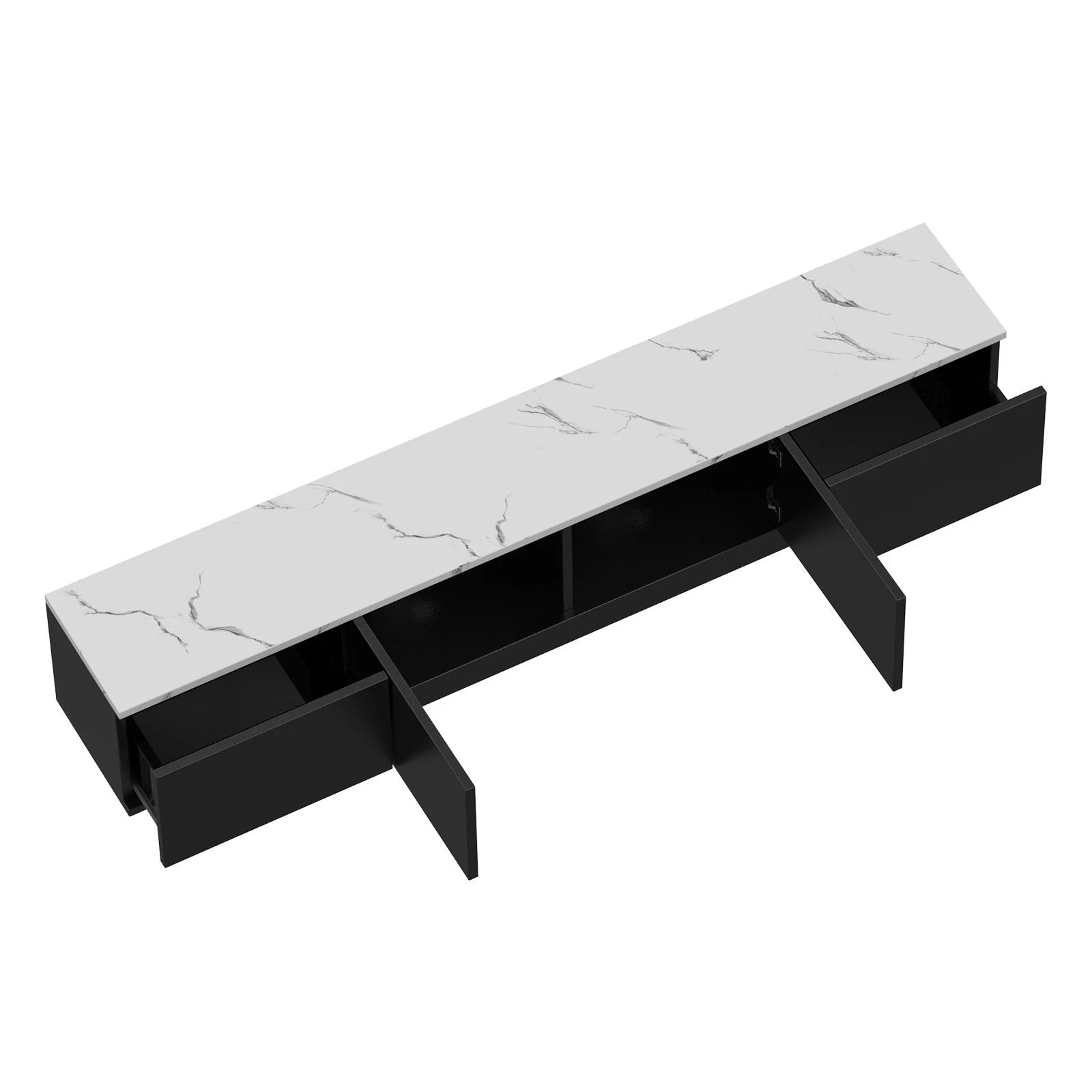 5 Ausway Modern TV Cabinet 180cm Marble Effect UV Gloss Stand Storage Drawers Cupboards Entertainment Unit, 5 of 6
