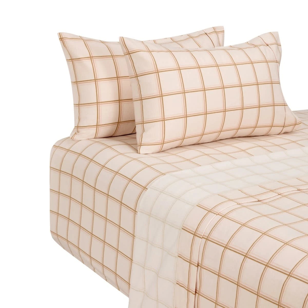 5 Flannelette Cotton Check Sheet Set - Double Bed, Pink, 5 of 7