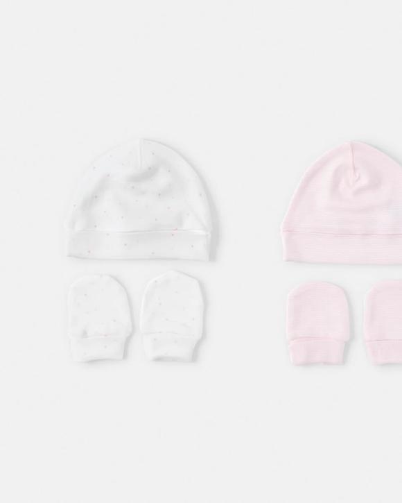 2 Pack Newborn Hat and Mittens Set