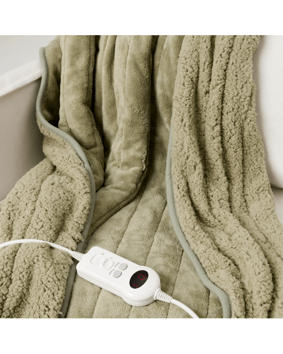 Heated Throw Sherpa - Green
