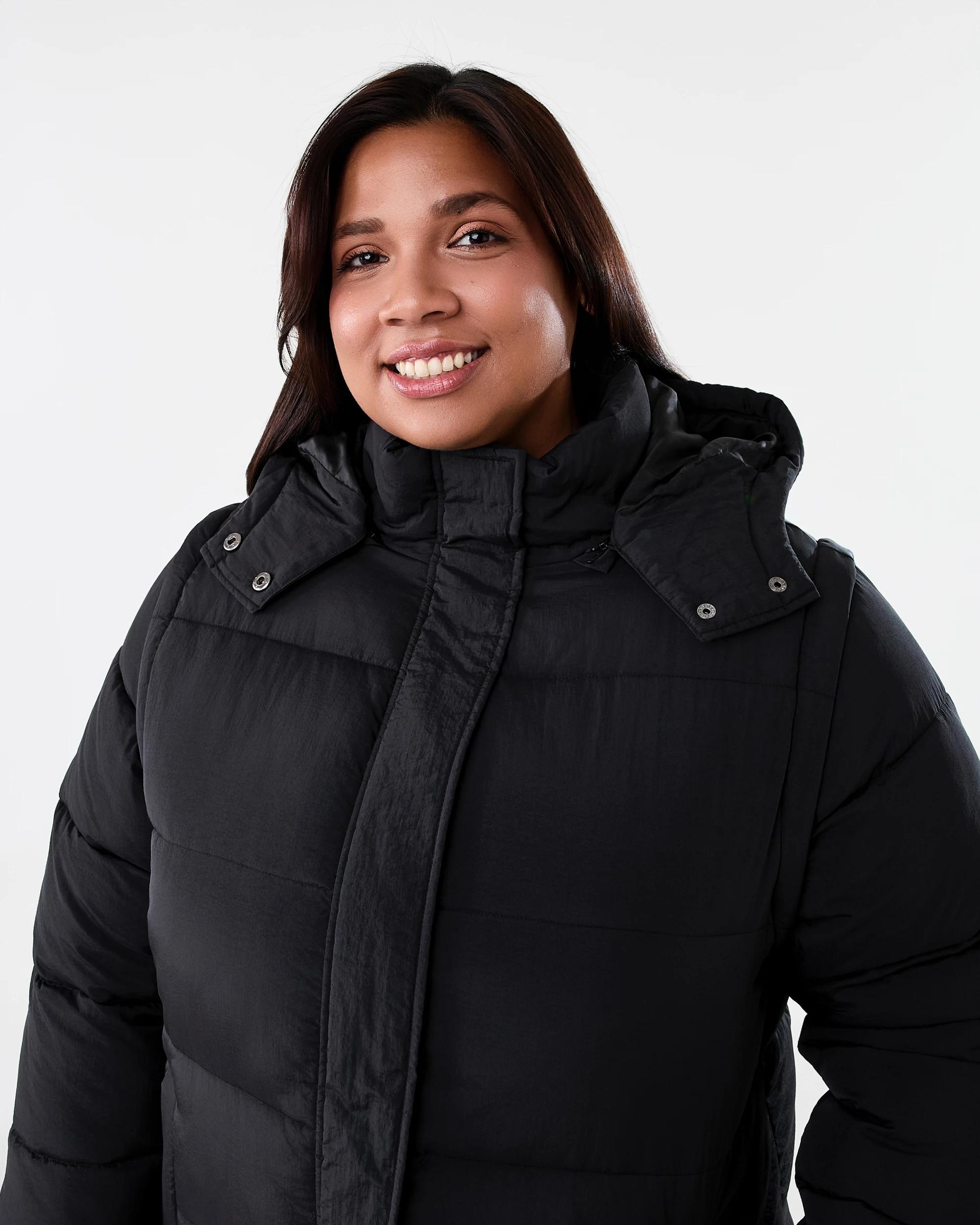 4 Curve Long Sleeve Hybrid Puffer Jacket Black, 4 of 7
