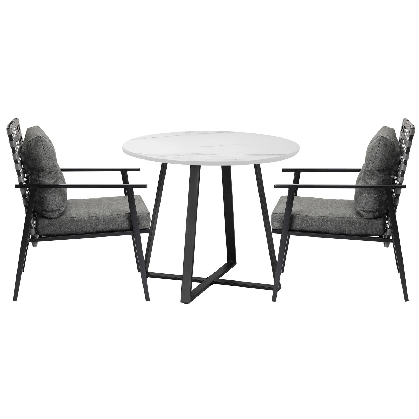 8 Livsip Outdoor Dining Set 2 Seater Marble Table Patio Furniture Rattan Armchair - Multi, 8 of 9