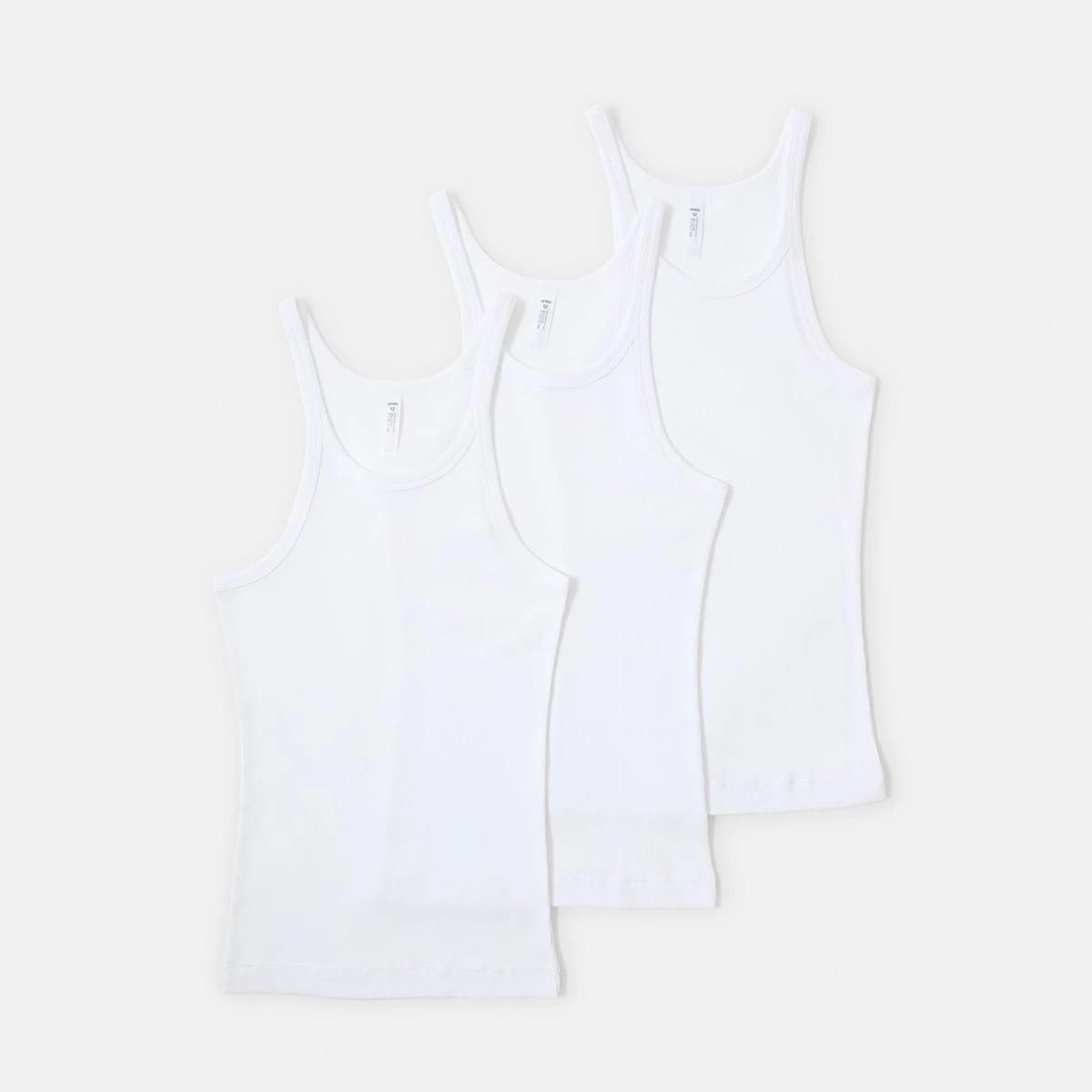 1 3 Pack Essential Cotton Rib Singlet White, 1 of 8