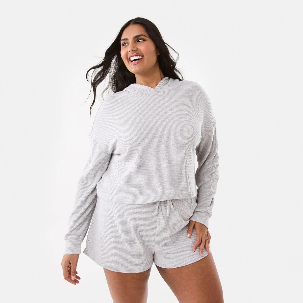 3 Waffle Top and Shorts Pyjama Set Slvr Marle, 3 of 10