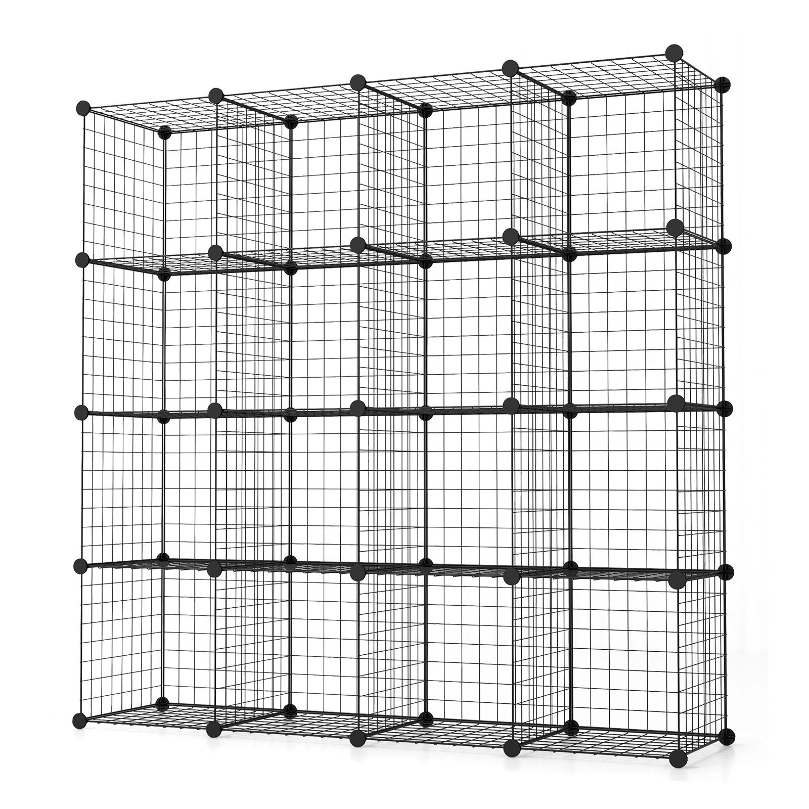 1 Costway 16 Cubes Grid Wire Storage Cabinet DIY Modular Shelf Organizer Rack - Black, 1 of 3