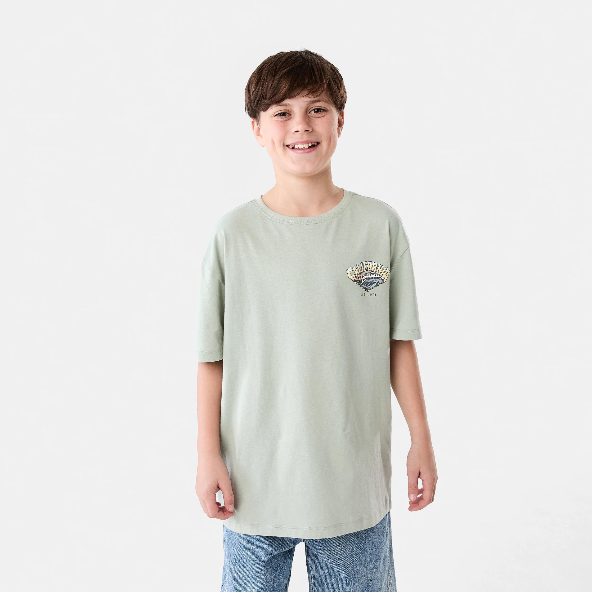 1 Short Sleeve Graphic Print T-shirt CALIFORNIA SURF AQUA GREY, 1 of 7